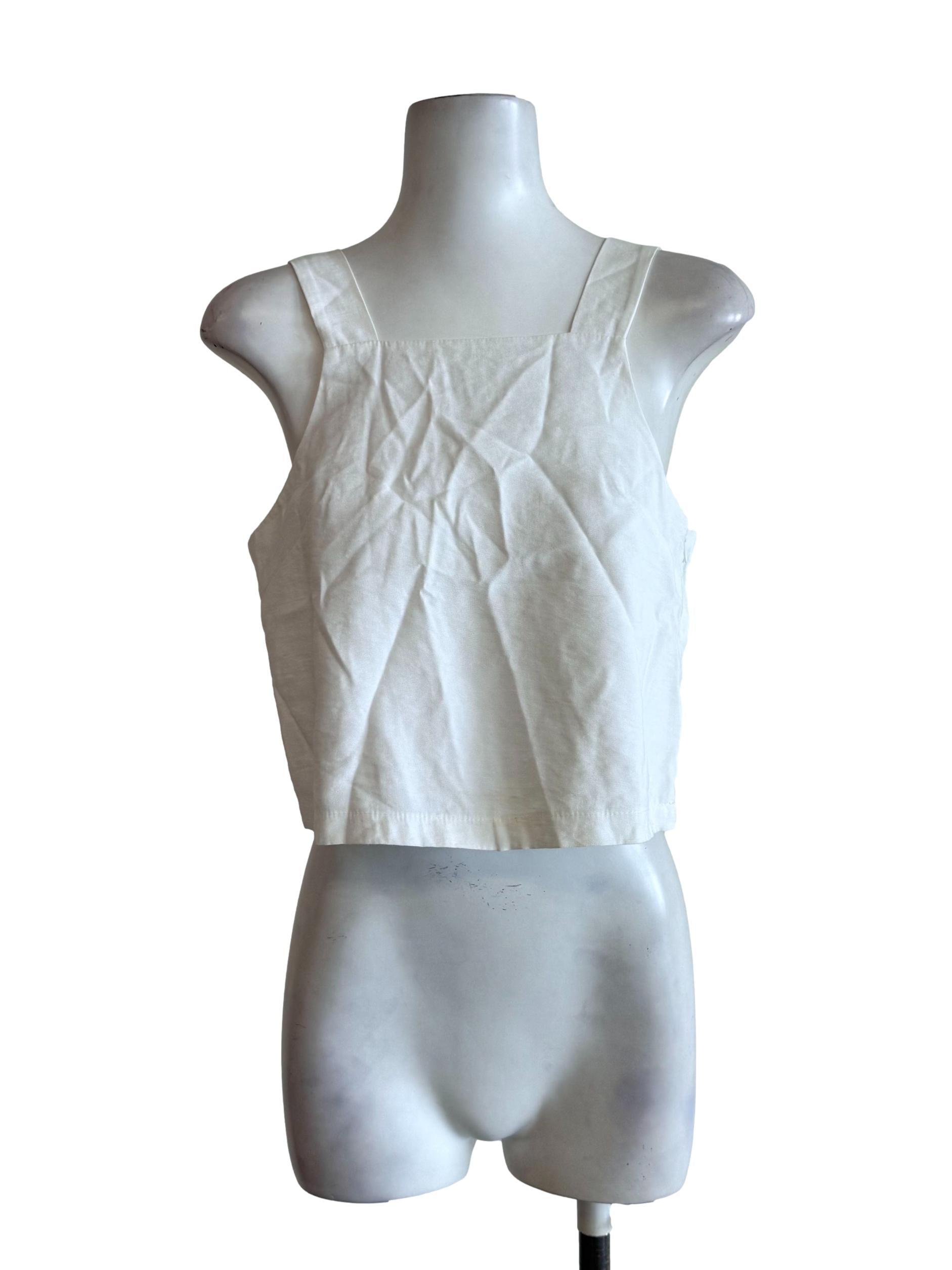 White Boxy Crop Top