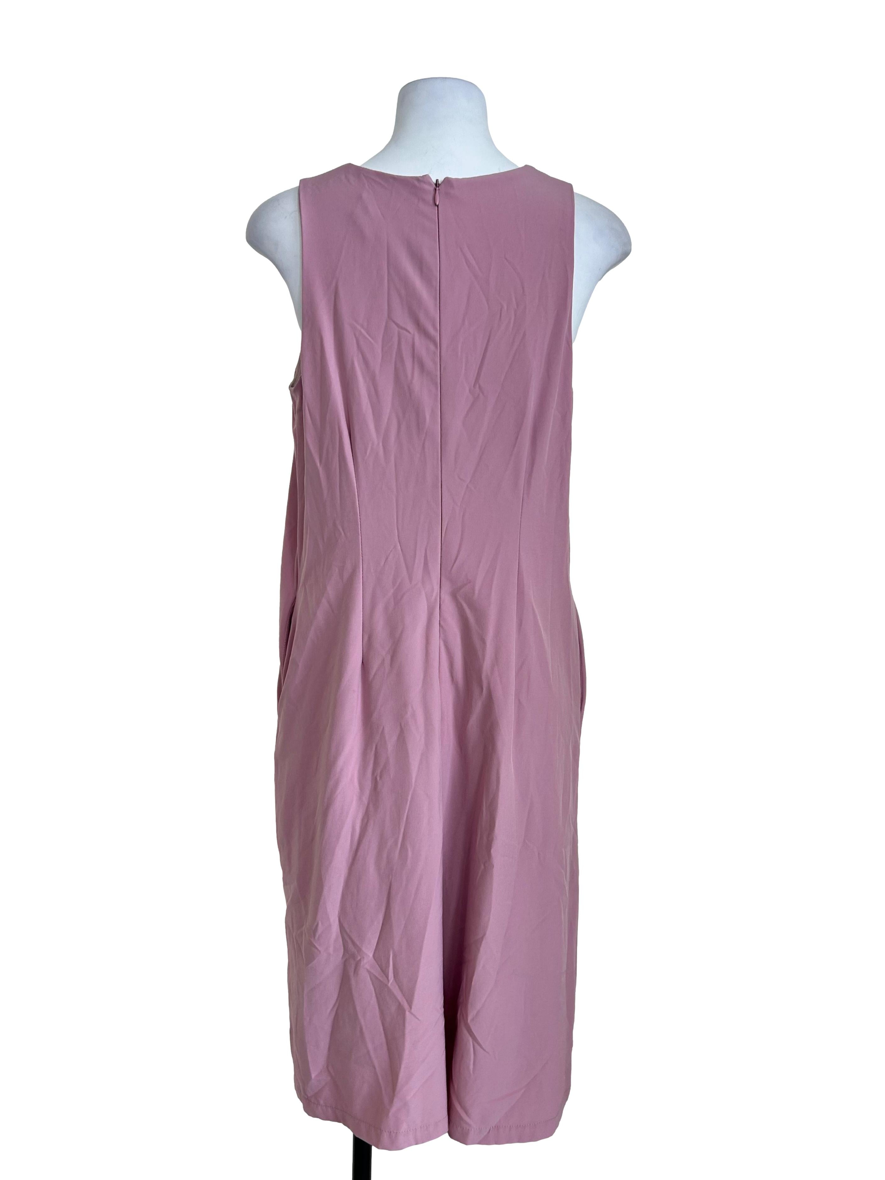 Mauve Pink Pleated Asymmetric Shift Dress