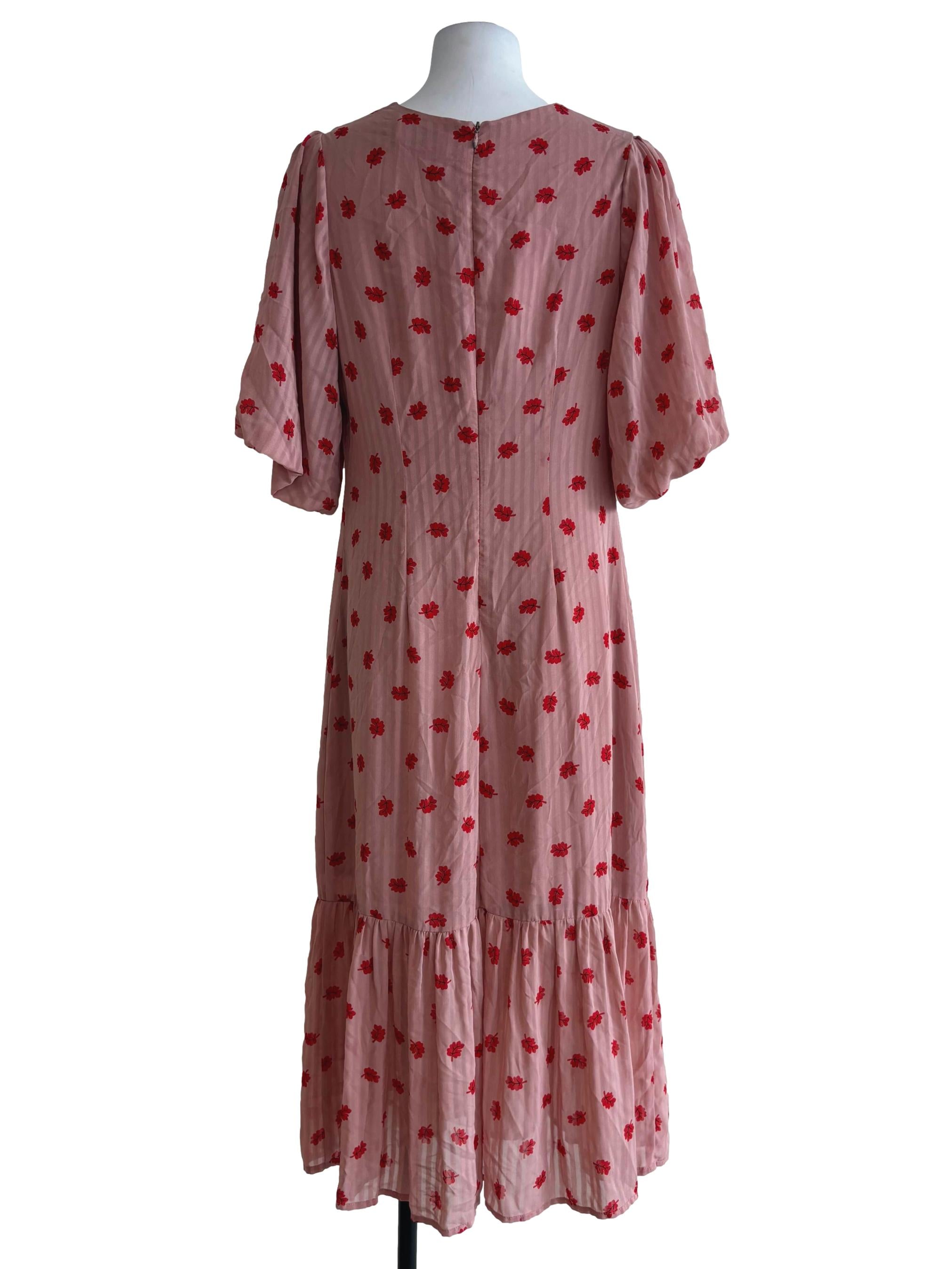 Dusty Pink Patterned Drop Waist Dress