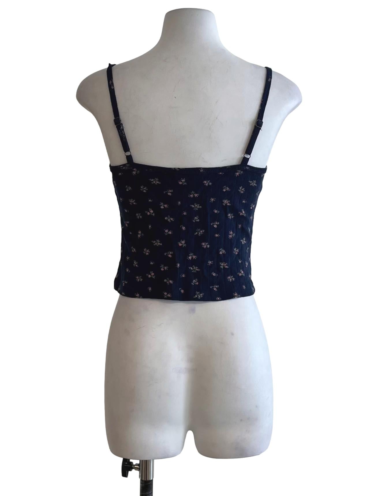 Navy Blue Floral Tank Top
