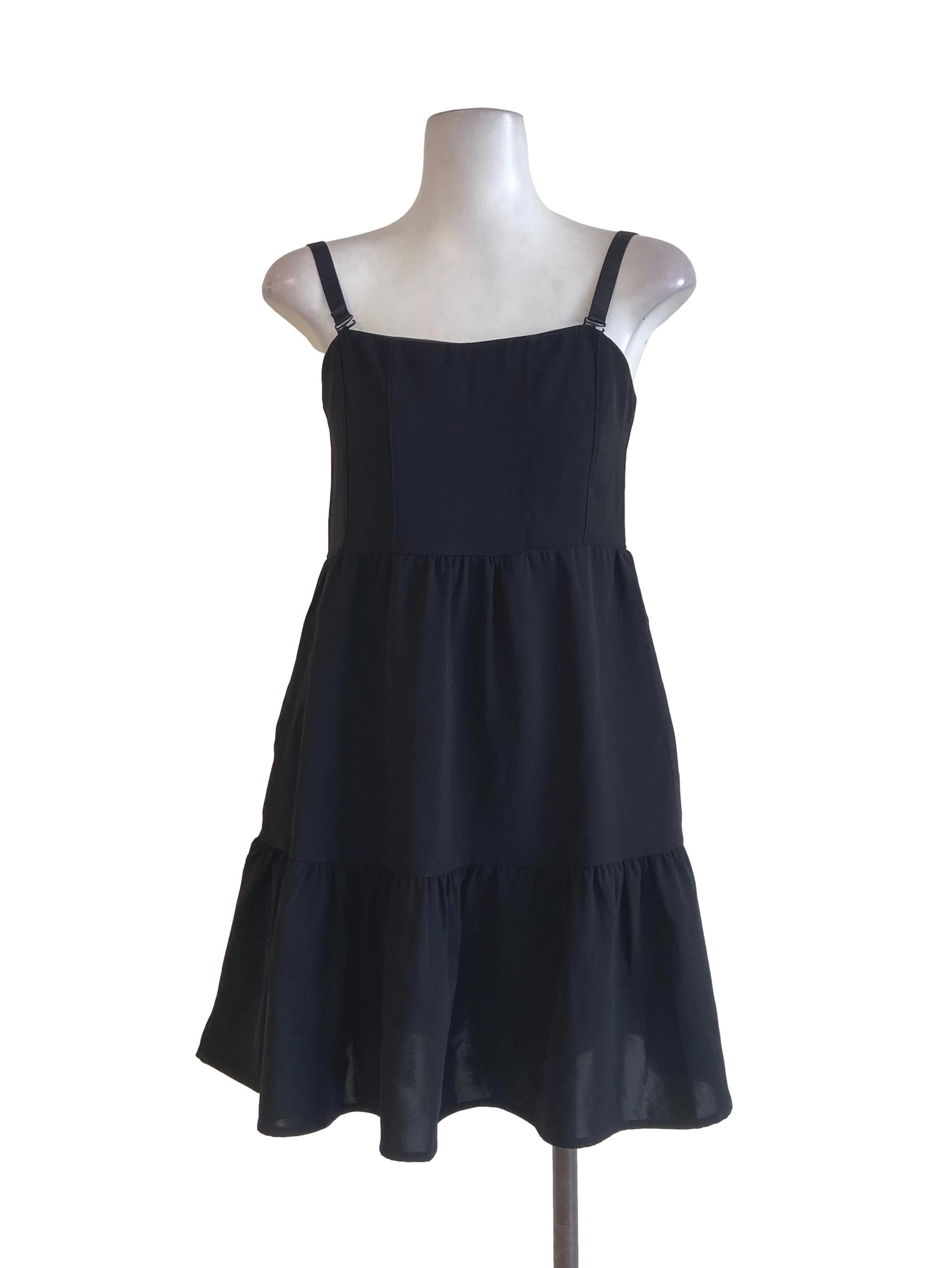 Black Drop Waist Sleeveless A-Line Dress