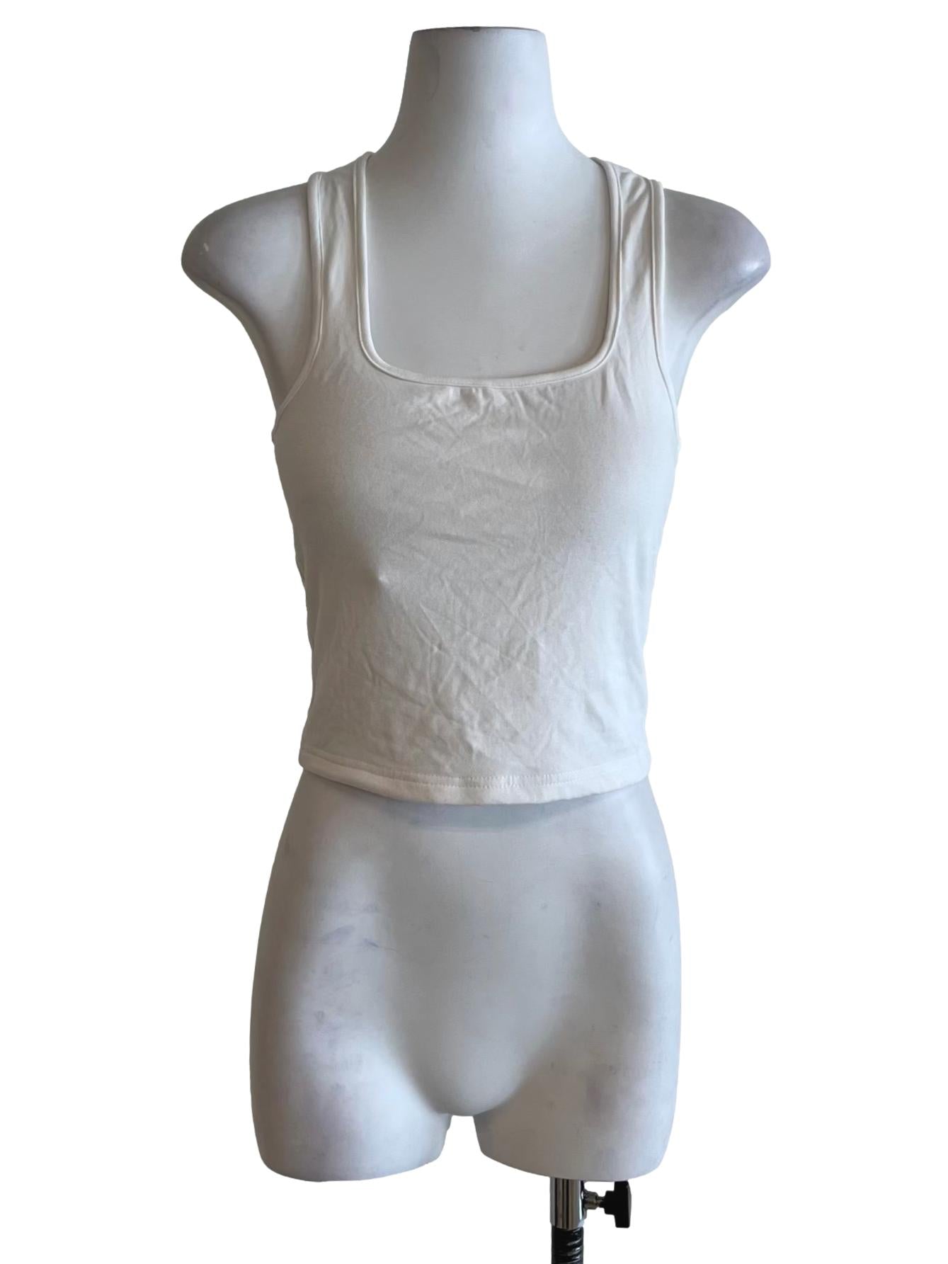 White Square Neckline Tank Top