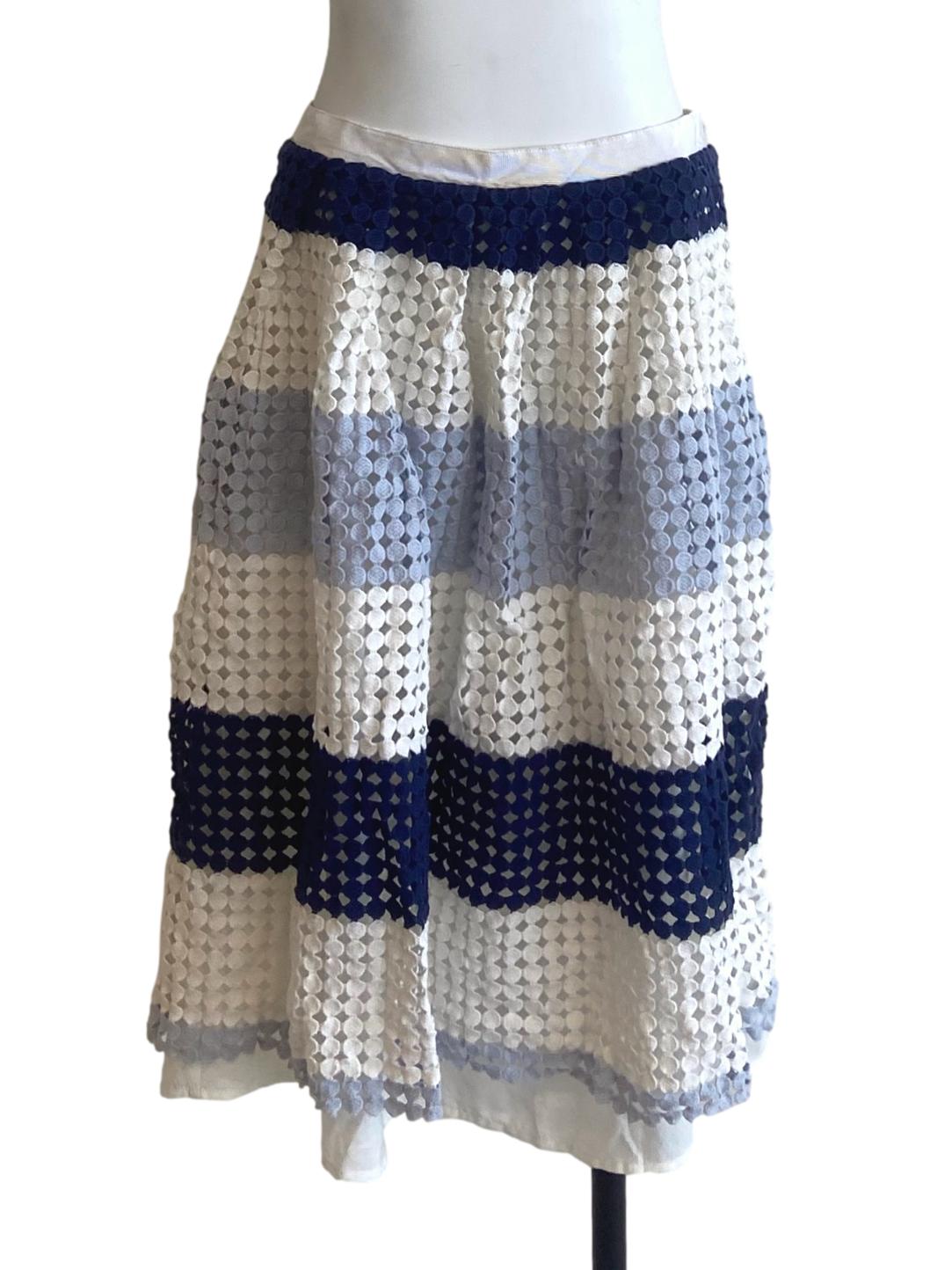 White & Blue Lace Circle Skirt
