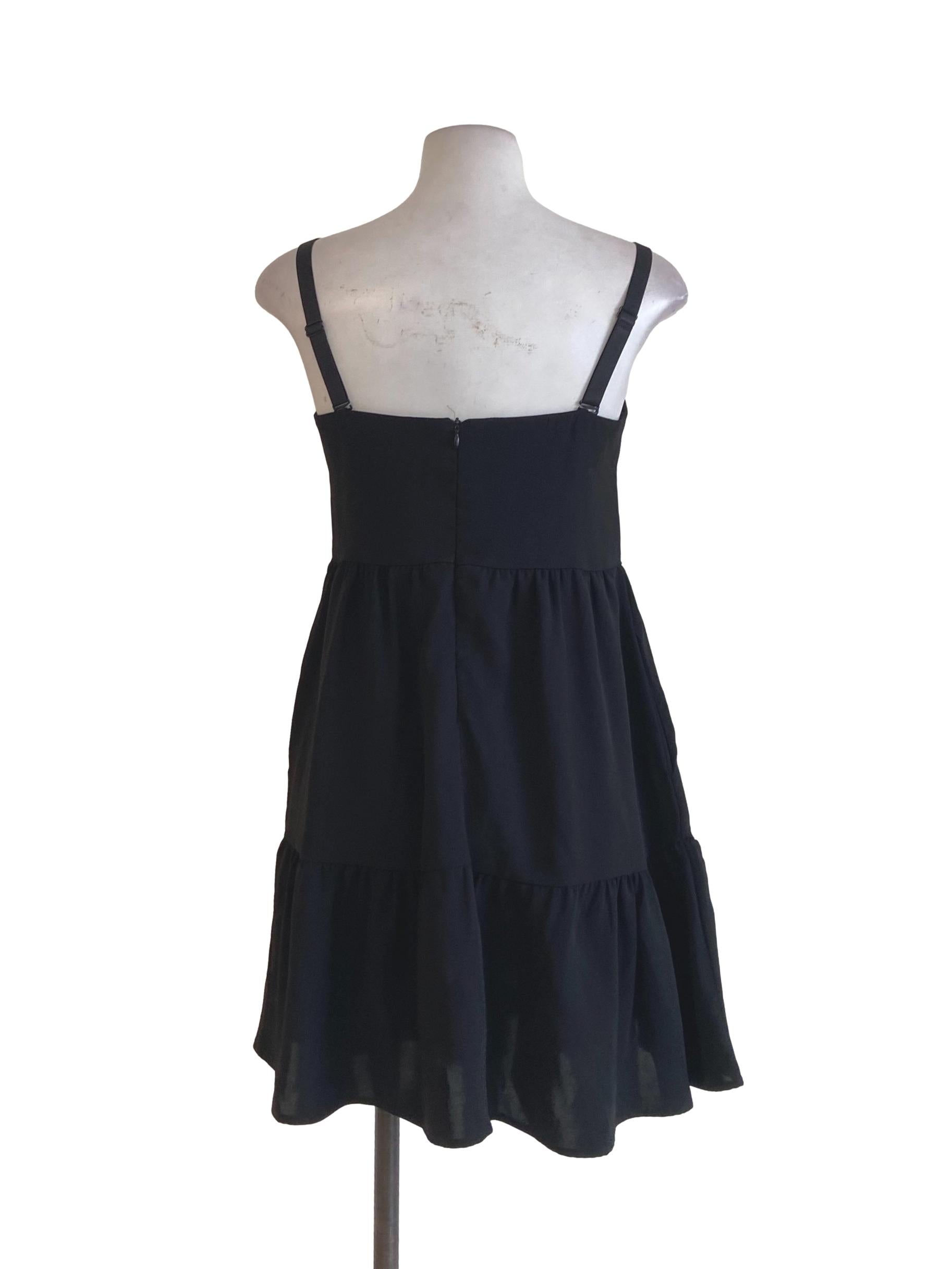 Black Drop Waist Sleeveless A-Line Dress