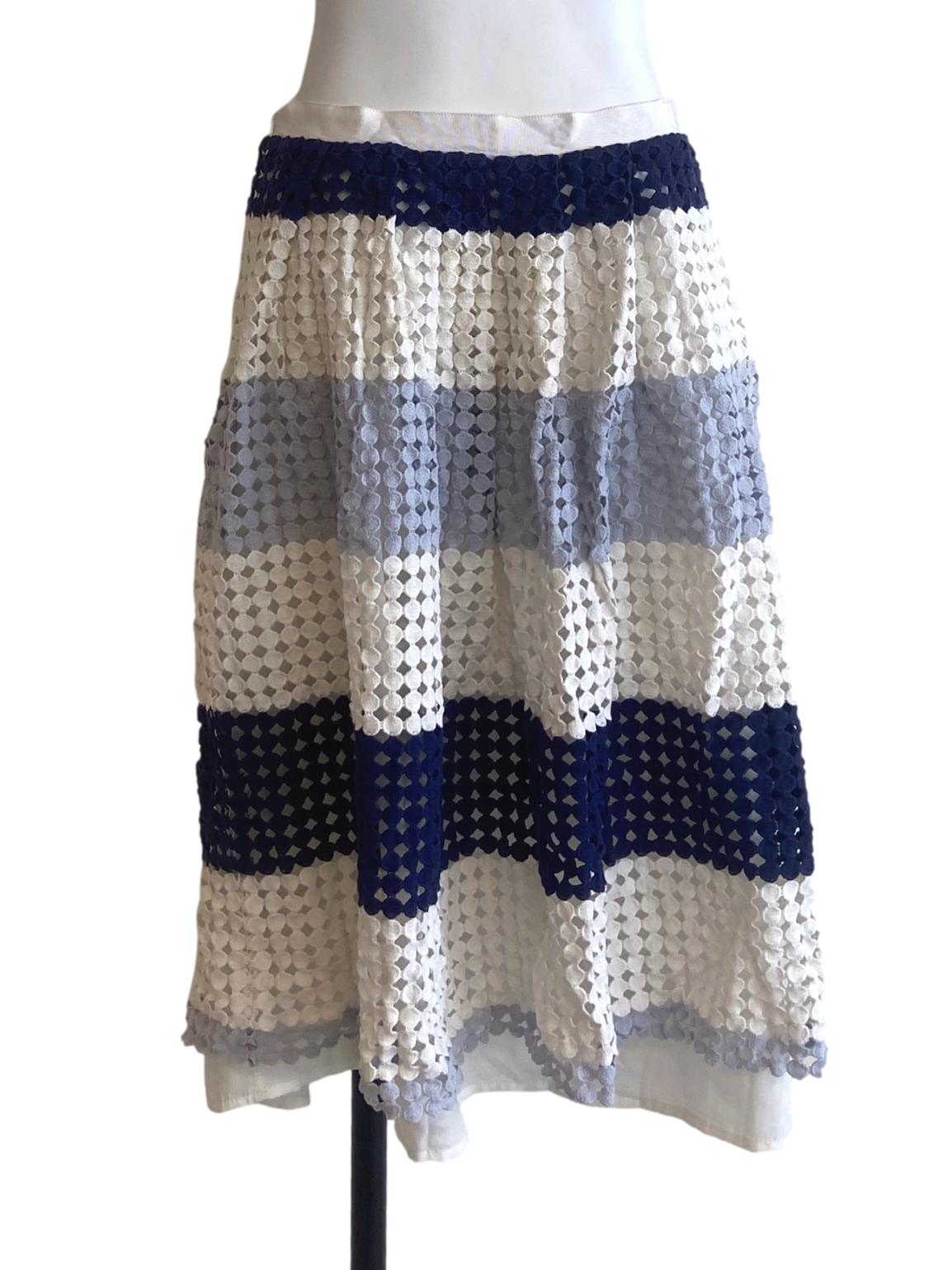 White & Blue Lace Circle Skirt