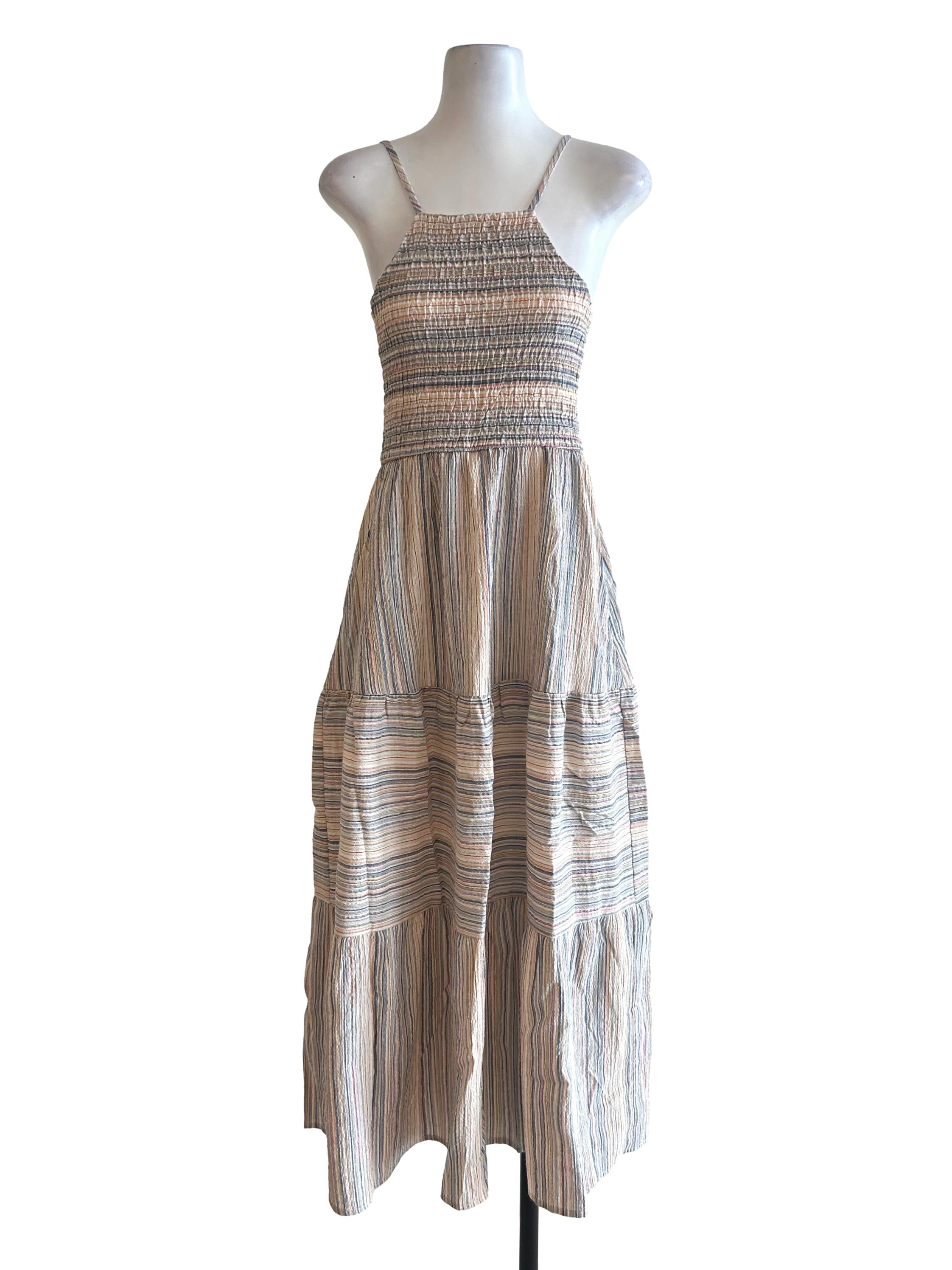 Neutral Striped Maxi Dress