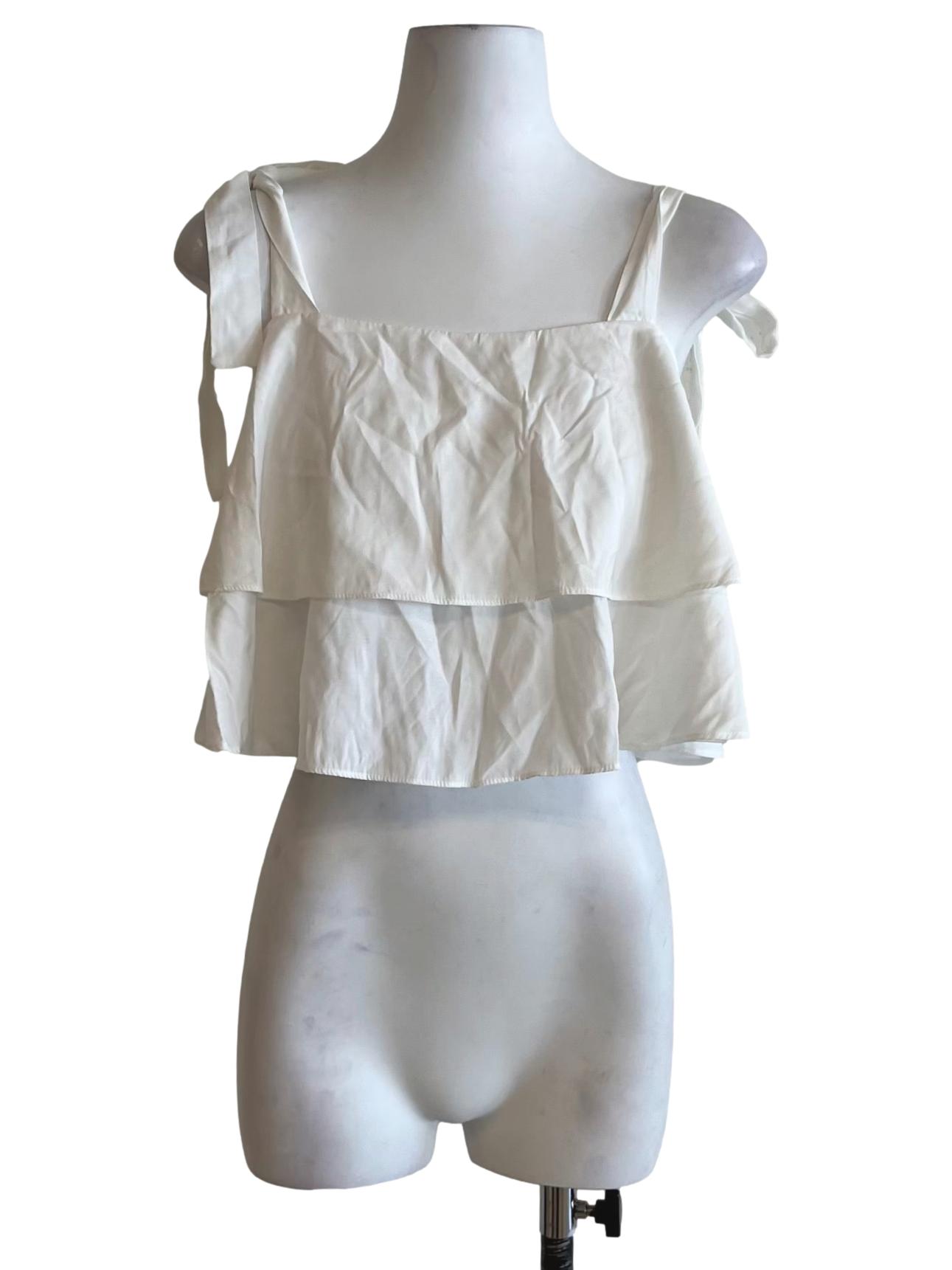 White Square Neckline Blouse