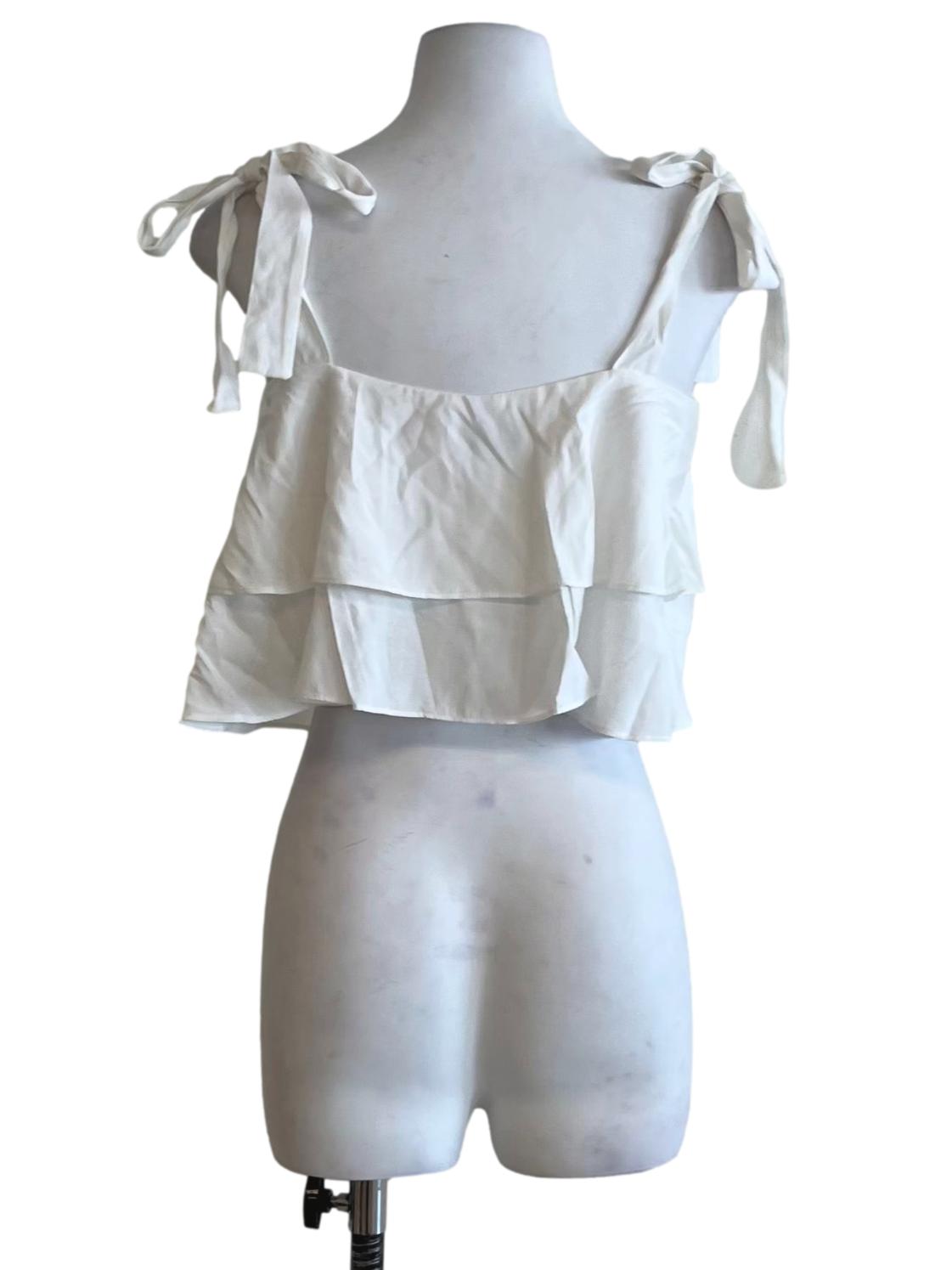White Square Neckline Blouse