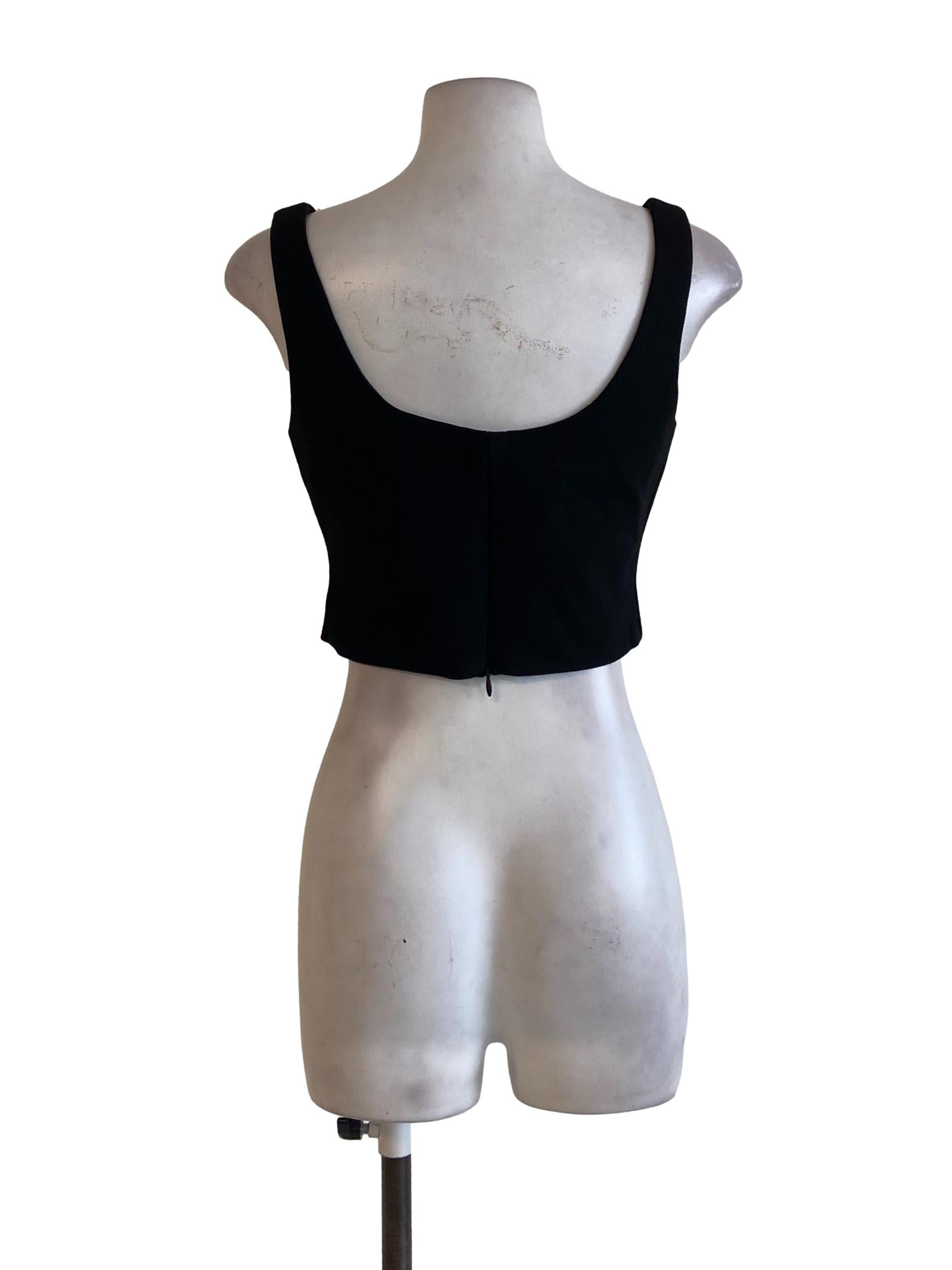 Black Stretchable Sleeveless Square Neck Crop Top