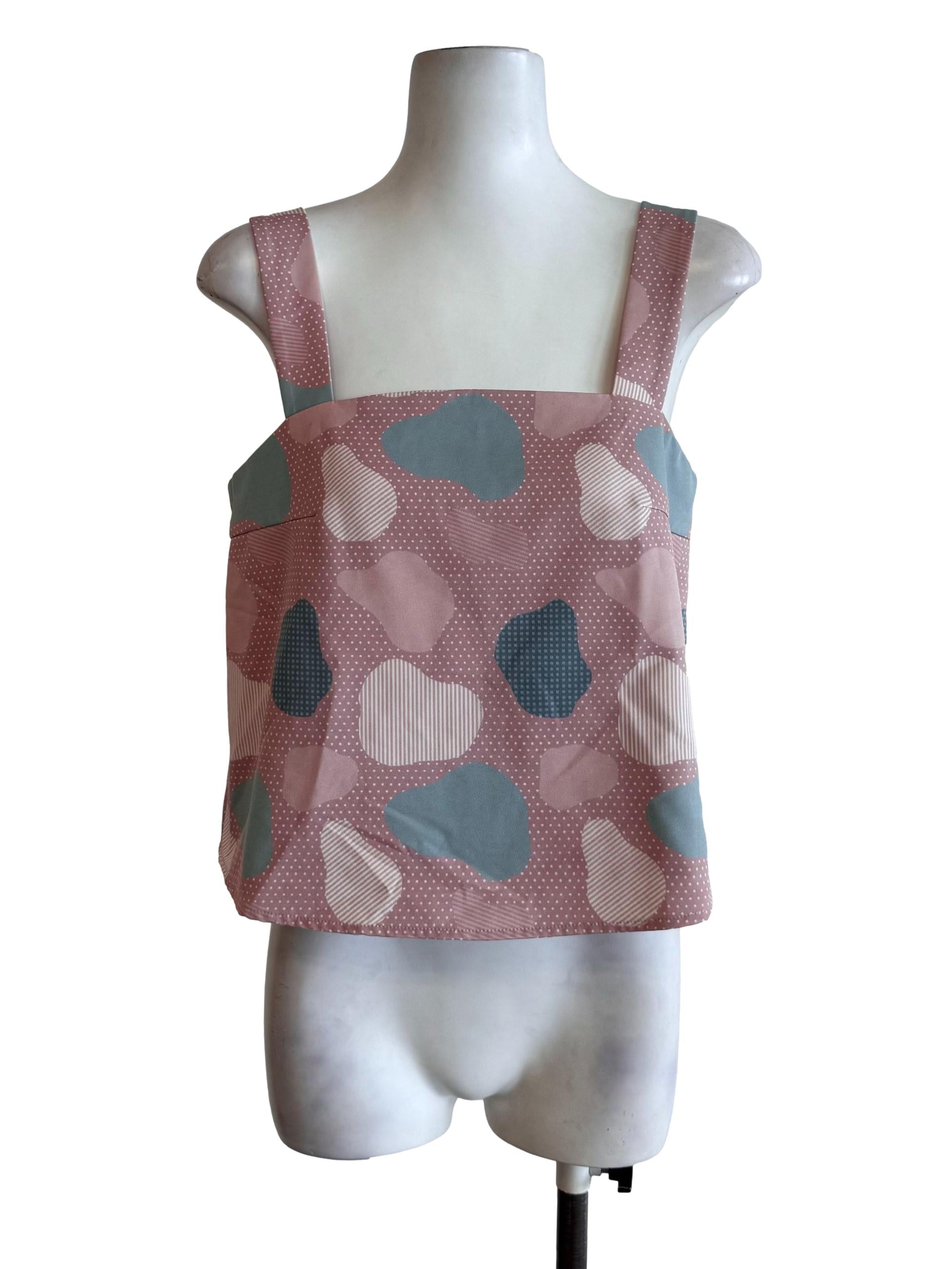 Crepe Pink Dots Boxy Top