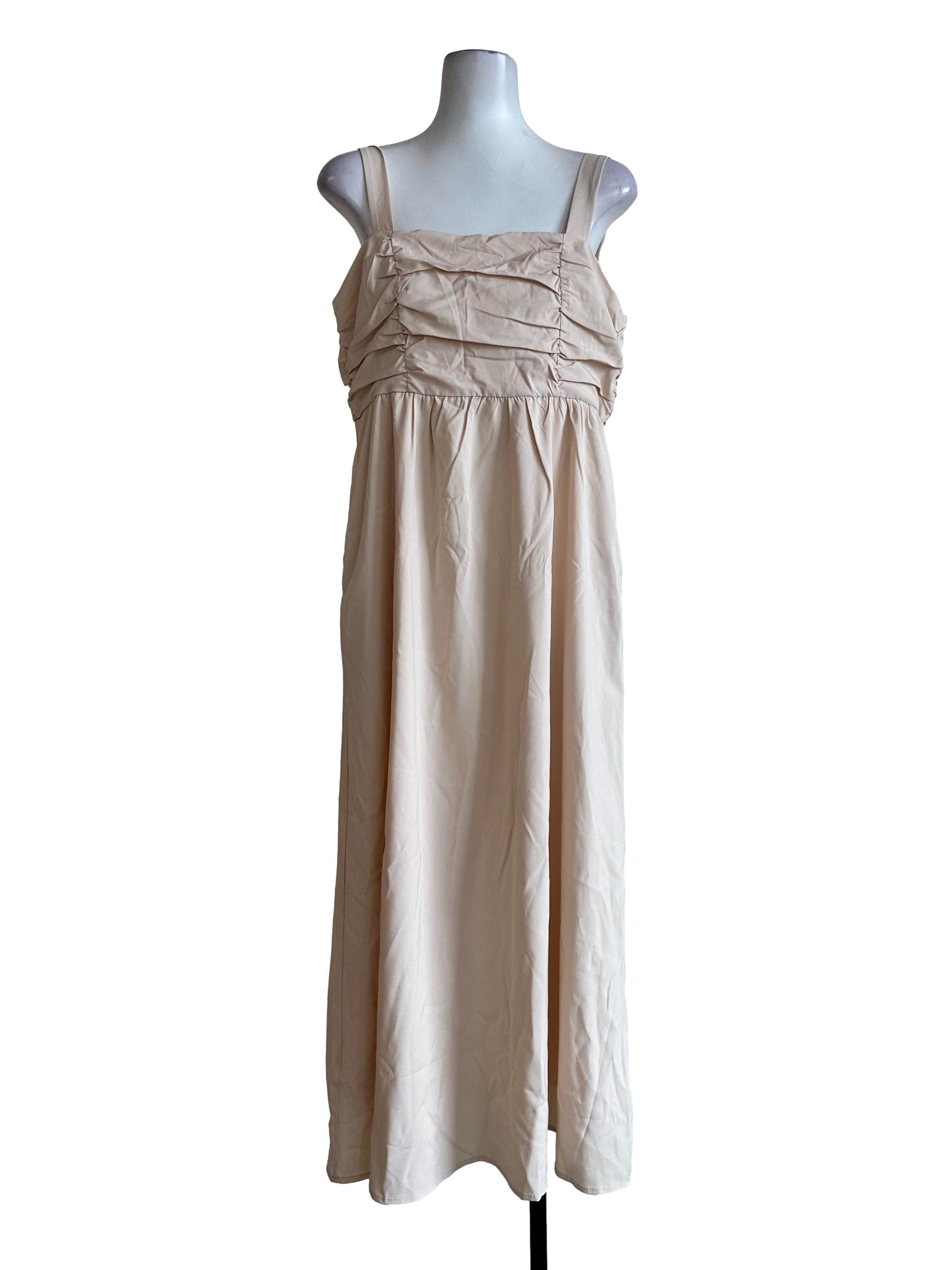 Shortbread Beige Sleeveless Maxi Dress