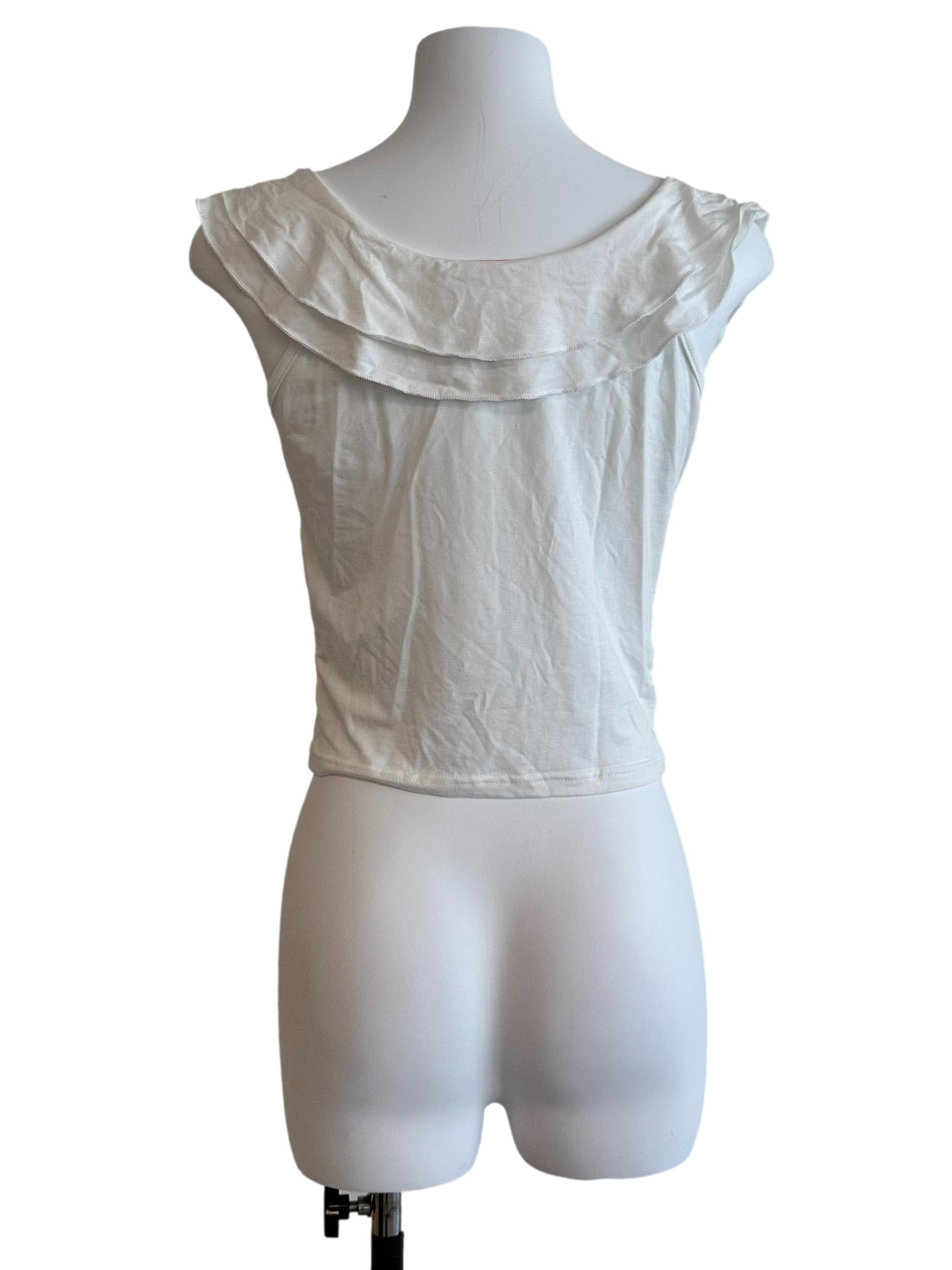 Ivory White V Neck Fitted Top