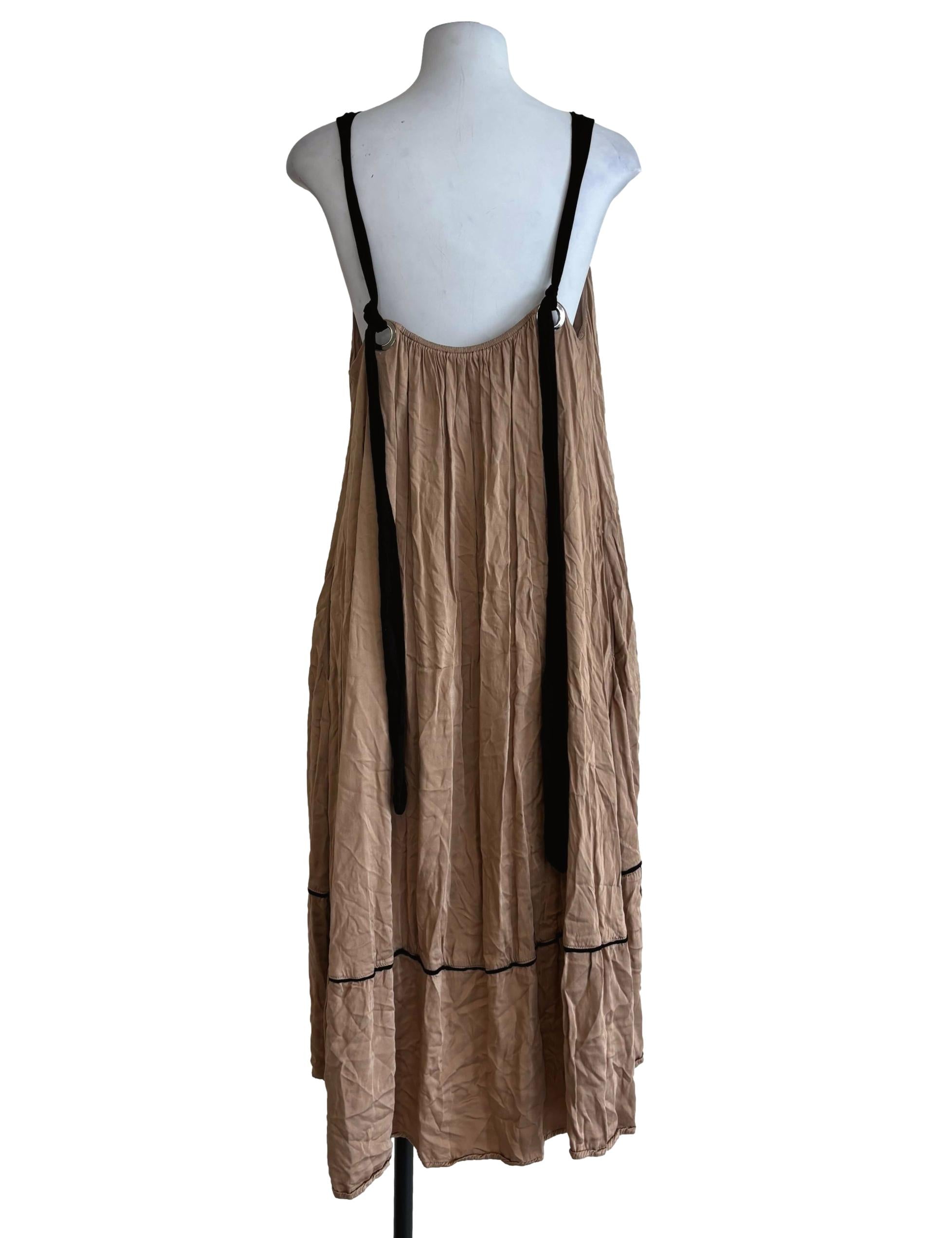 Buff Brown Tie Strap Tent Dress