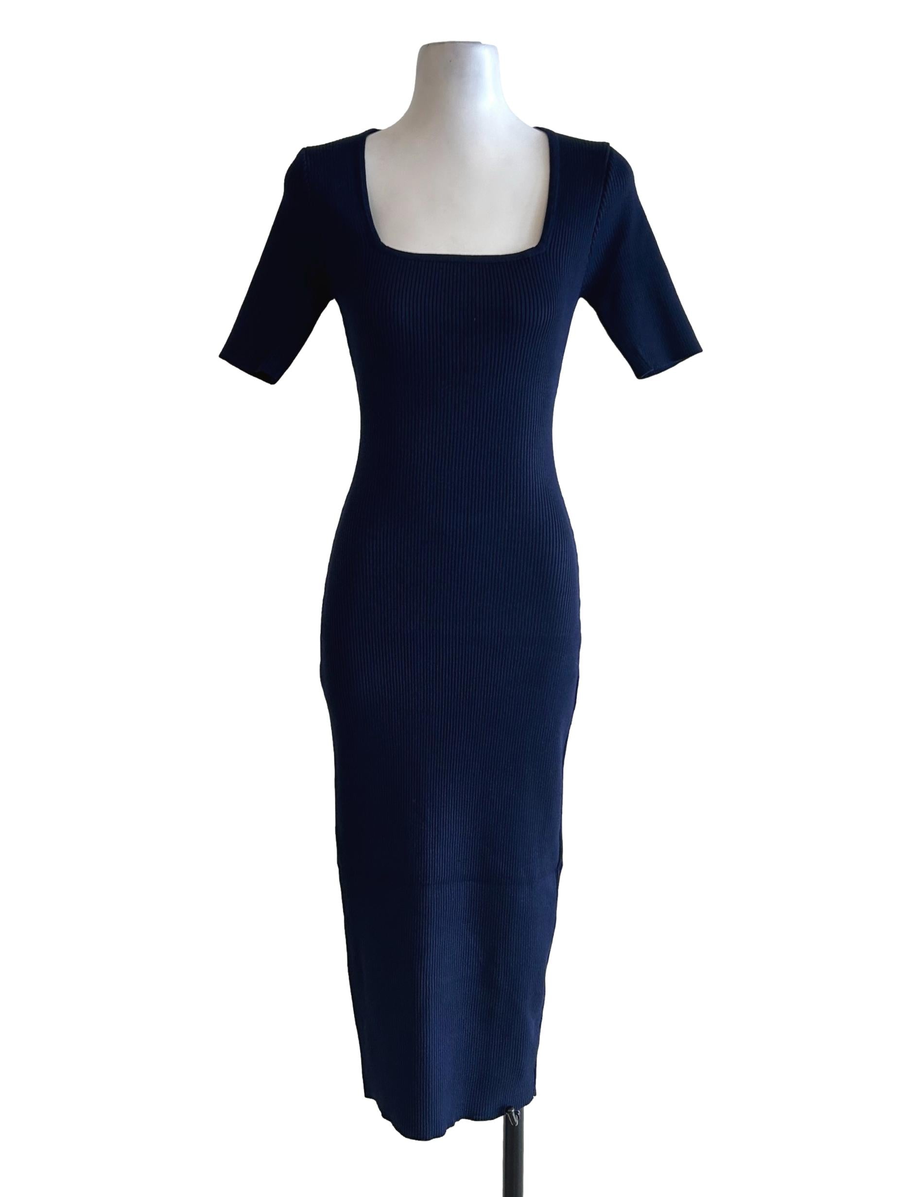 Navy Blue Knit Bodycon Dress