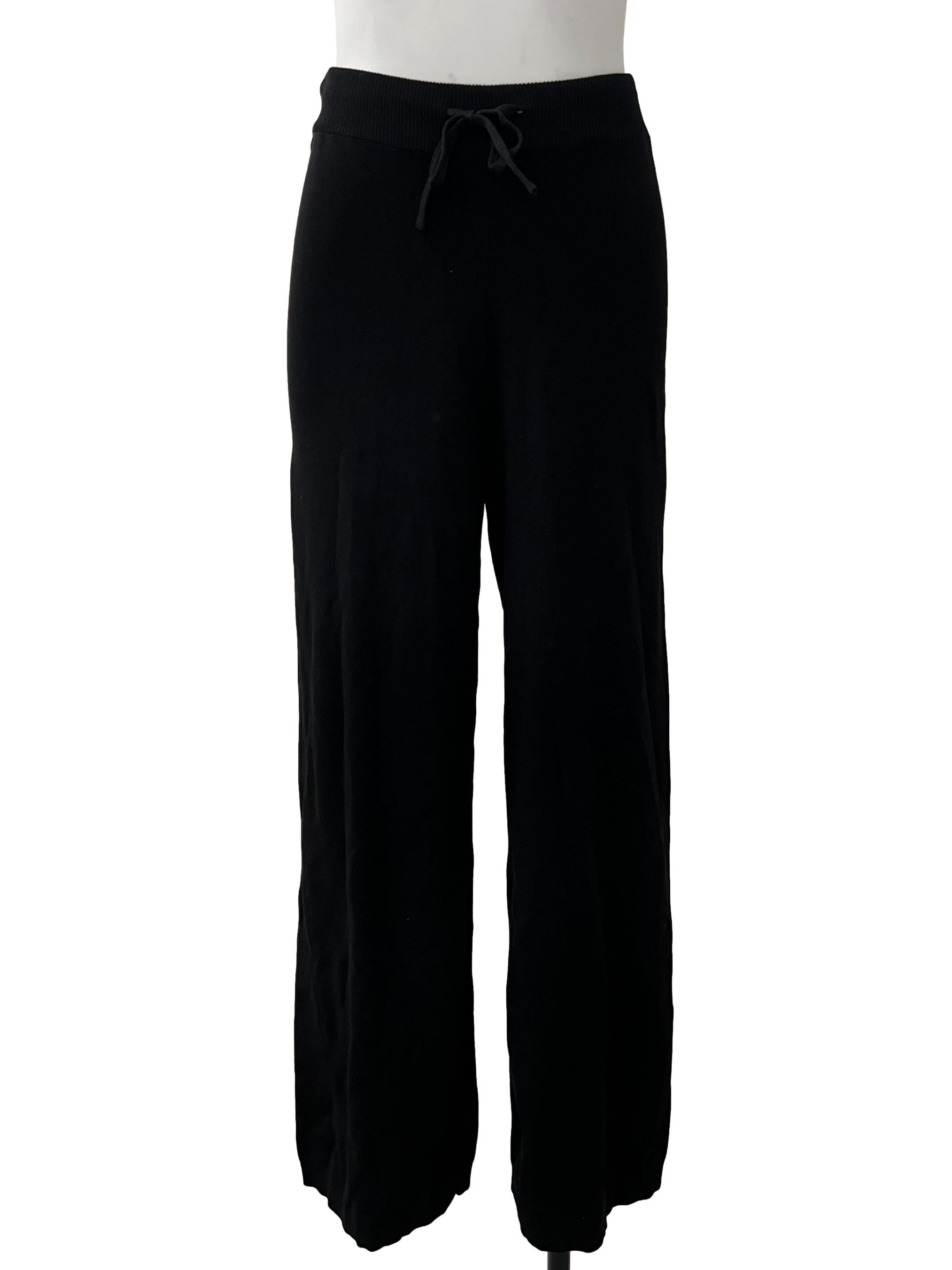 Black Knitted Drawstring Trousers