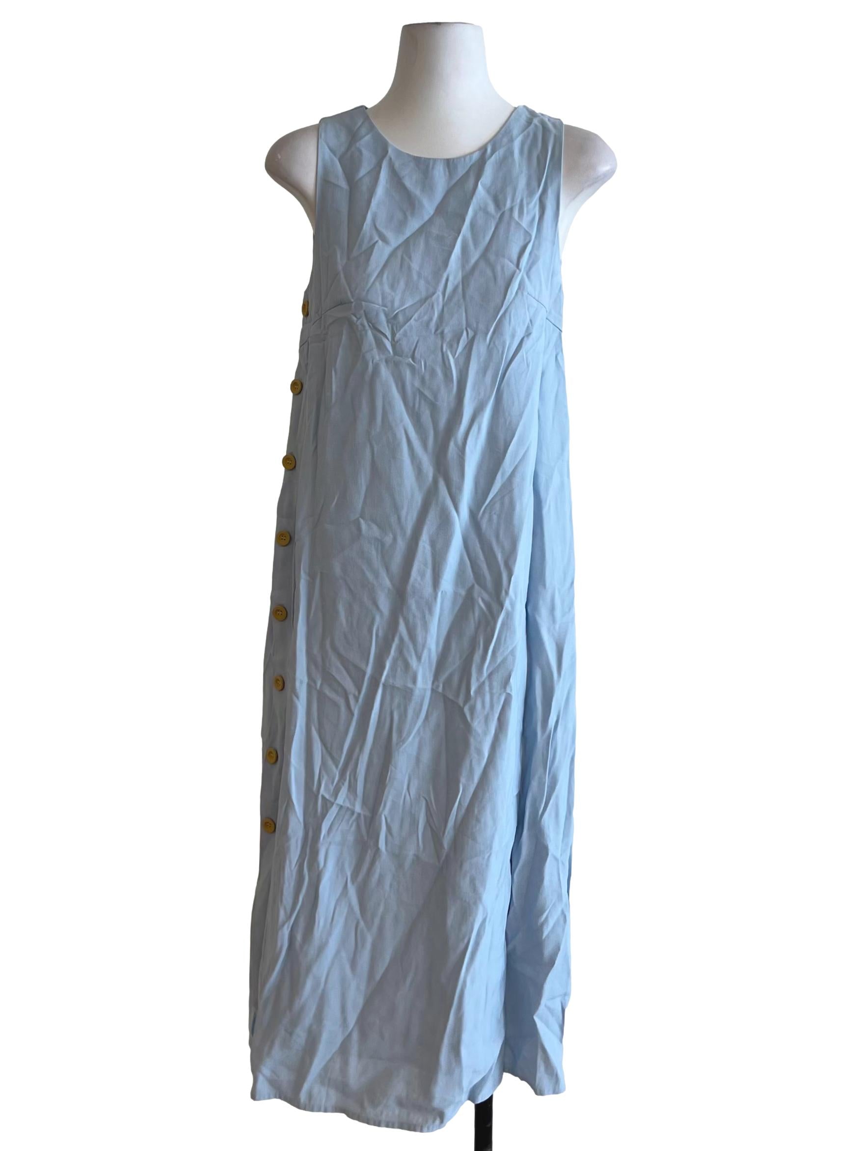 Sky Blue Jewel Neckline Shift Dress