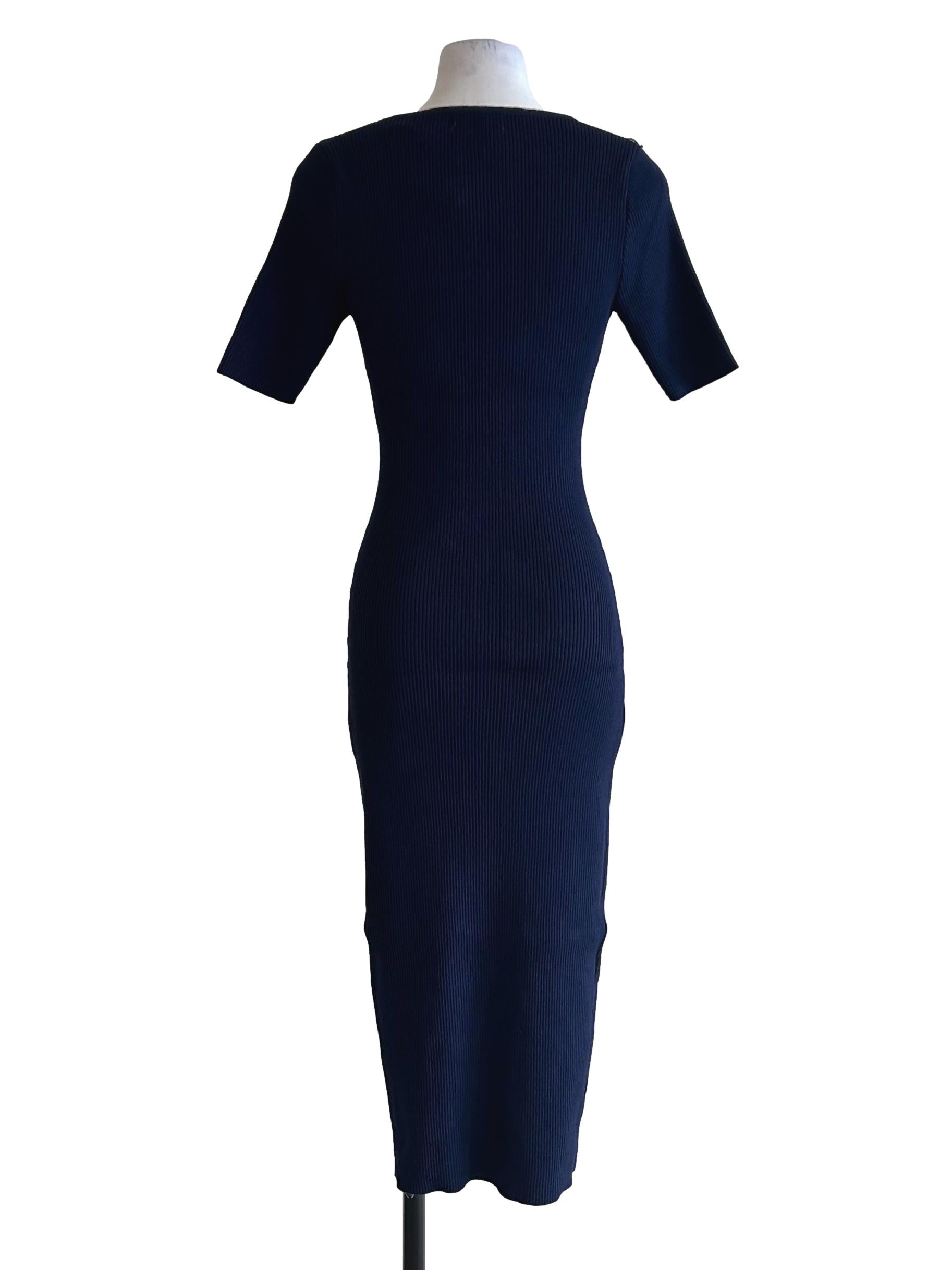 Navy Blue Knit Bodycon Dress