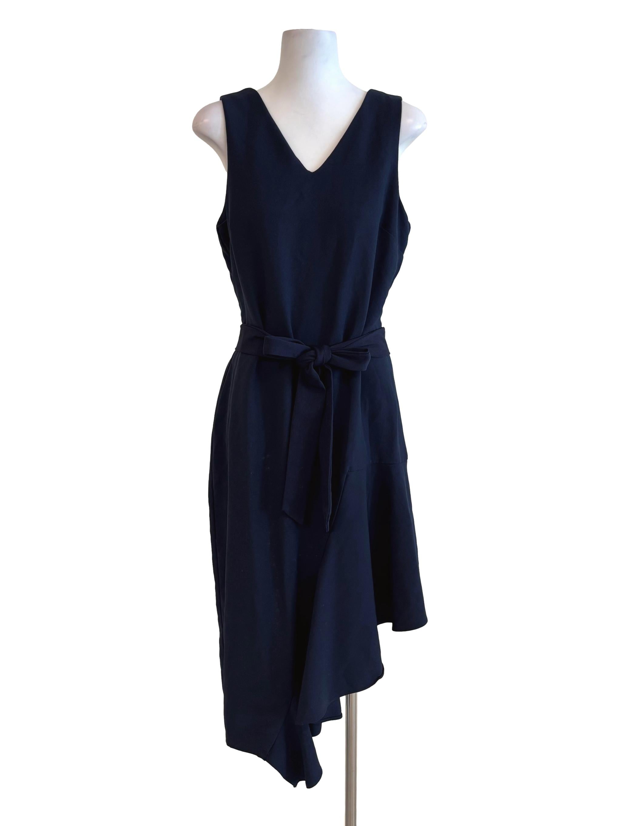 Navy Blue Sleeveless Asymmetrical Dress