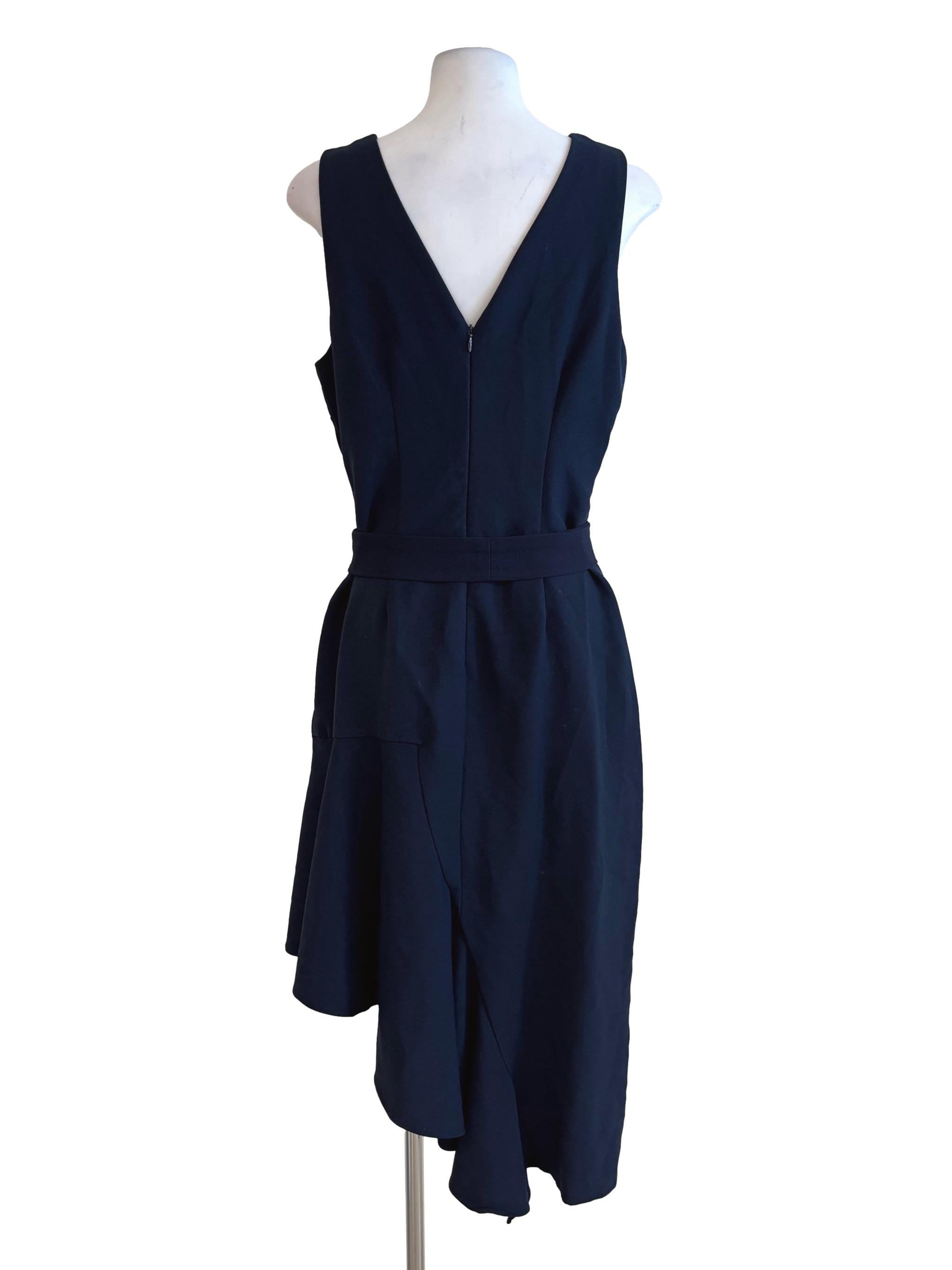 Navy Blue Sleeveless Asymmetrical Dress