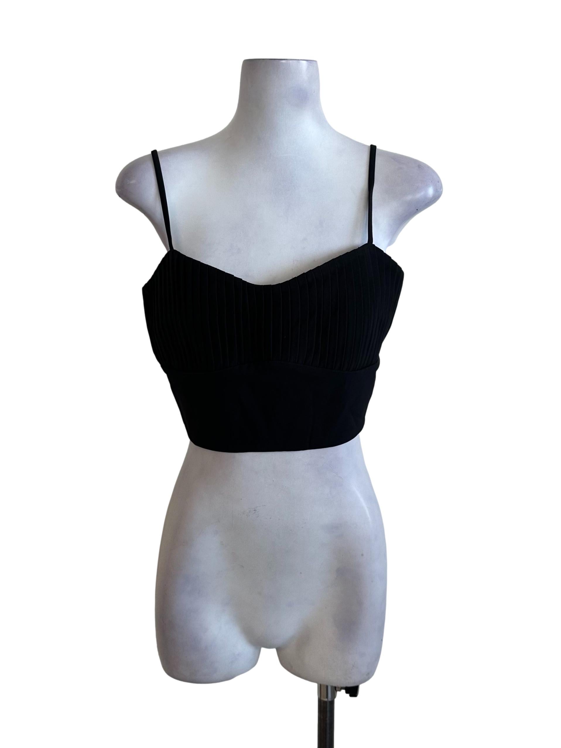 Raven Black Pleated Spaghetti Strap Top