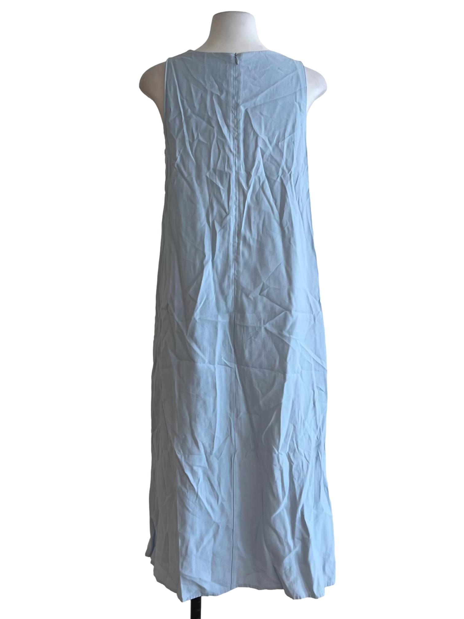 Sky Blue Jewel Neckline Shift Dress