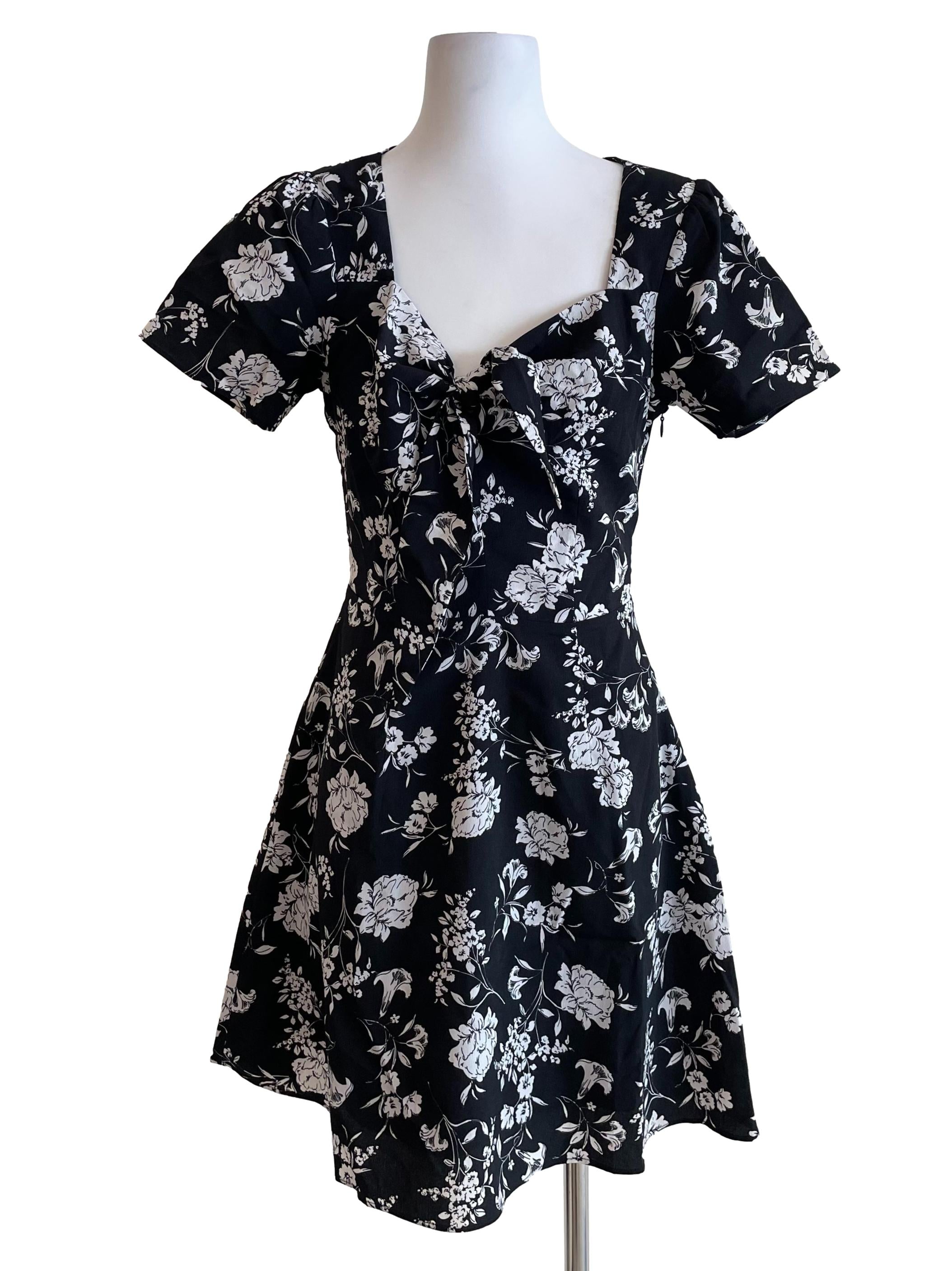 Charcoal Floral Sweetheart Dress