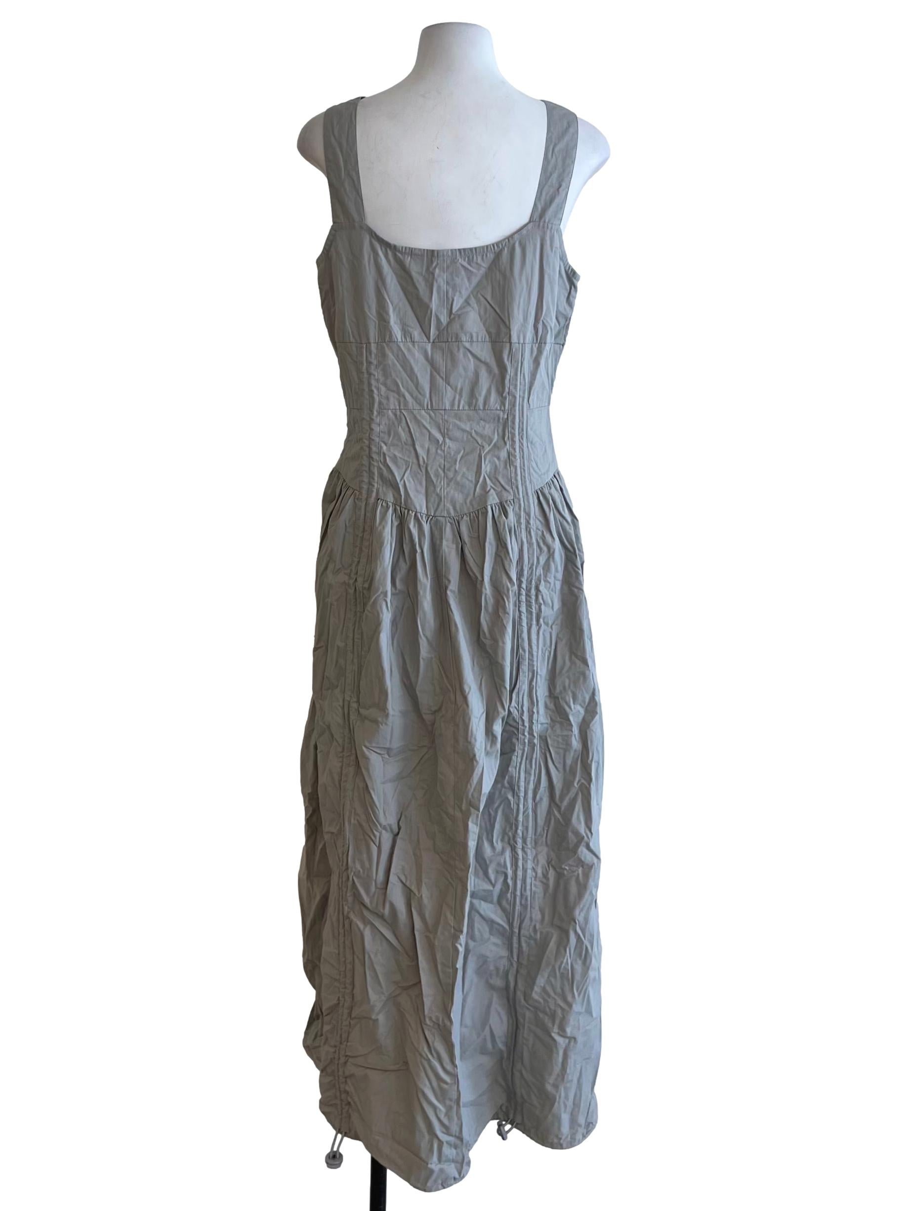 Stone Grey Square Neckline A-Line Dress