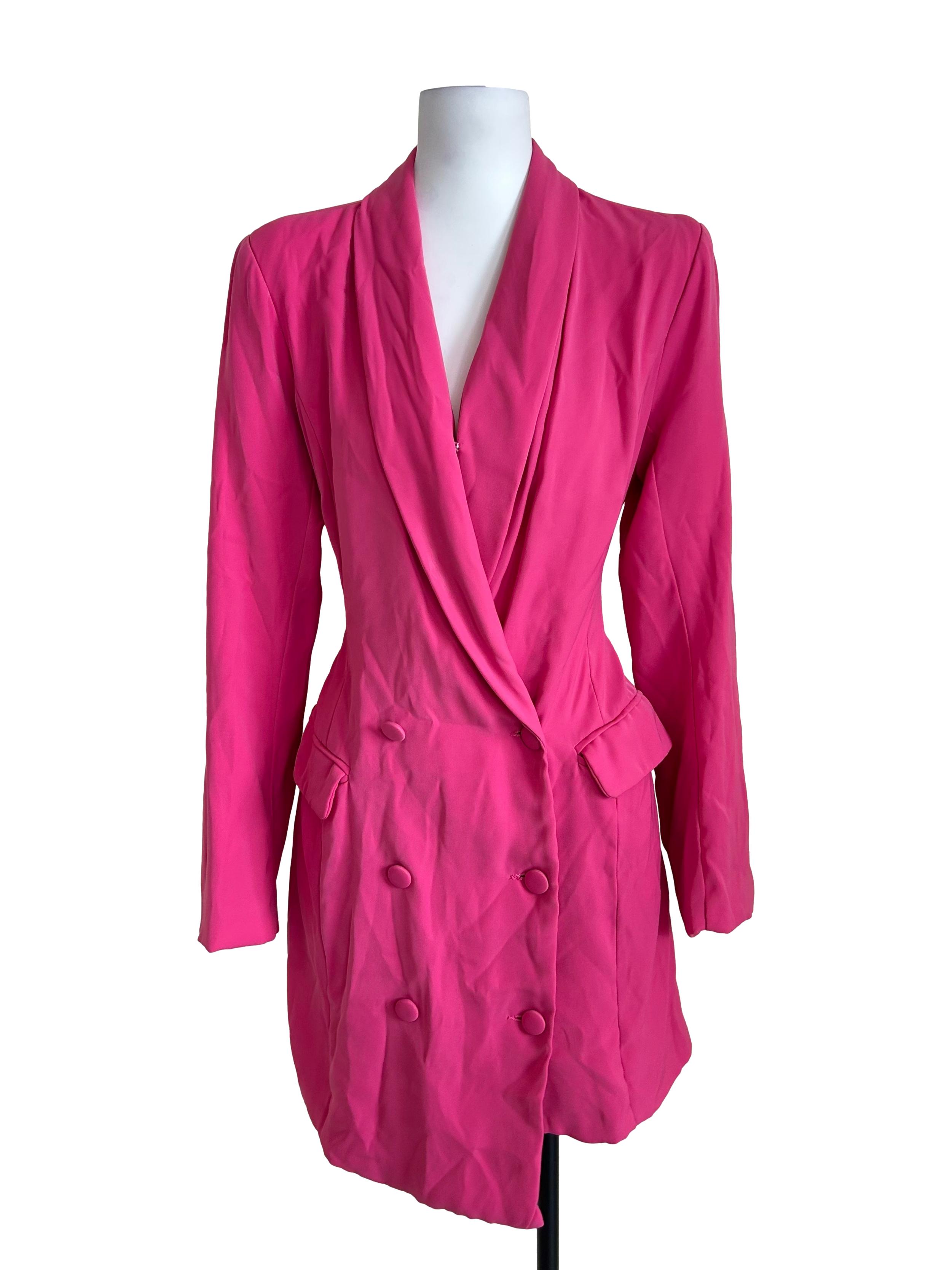 Bright Pink Double Breasted Blazer