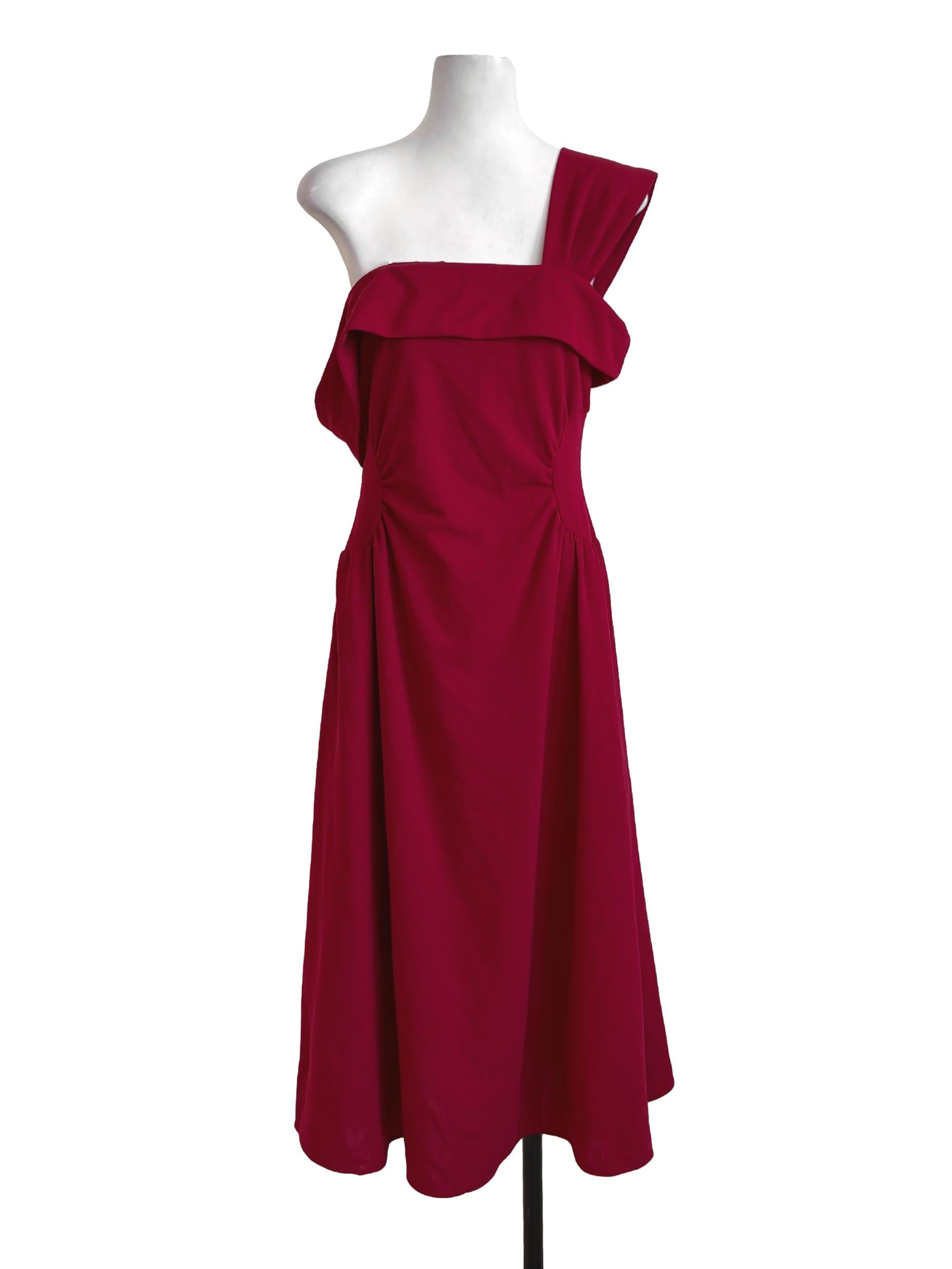 Brick Red Off Shoulder Dress
