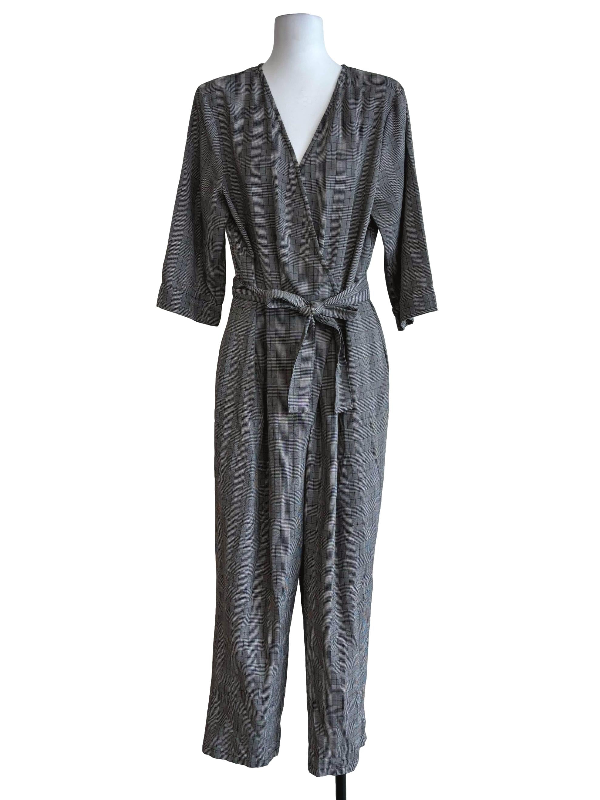 Shadow Grey Plaid Jumpsuit
