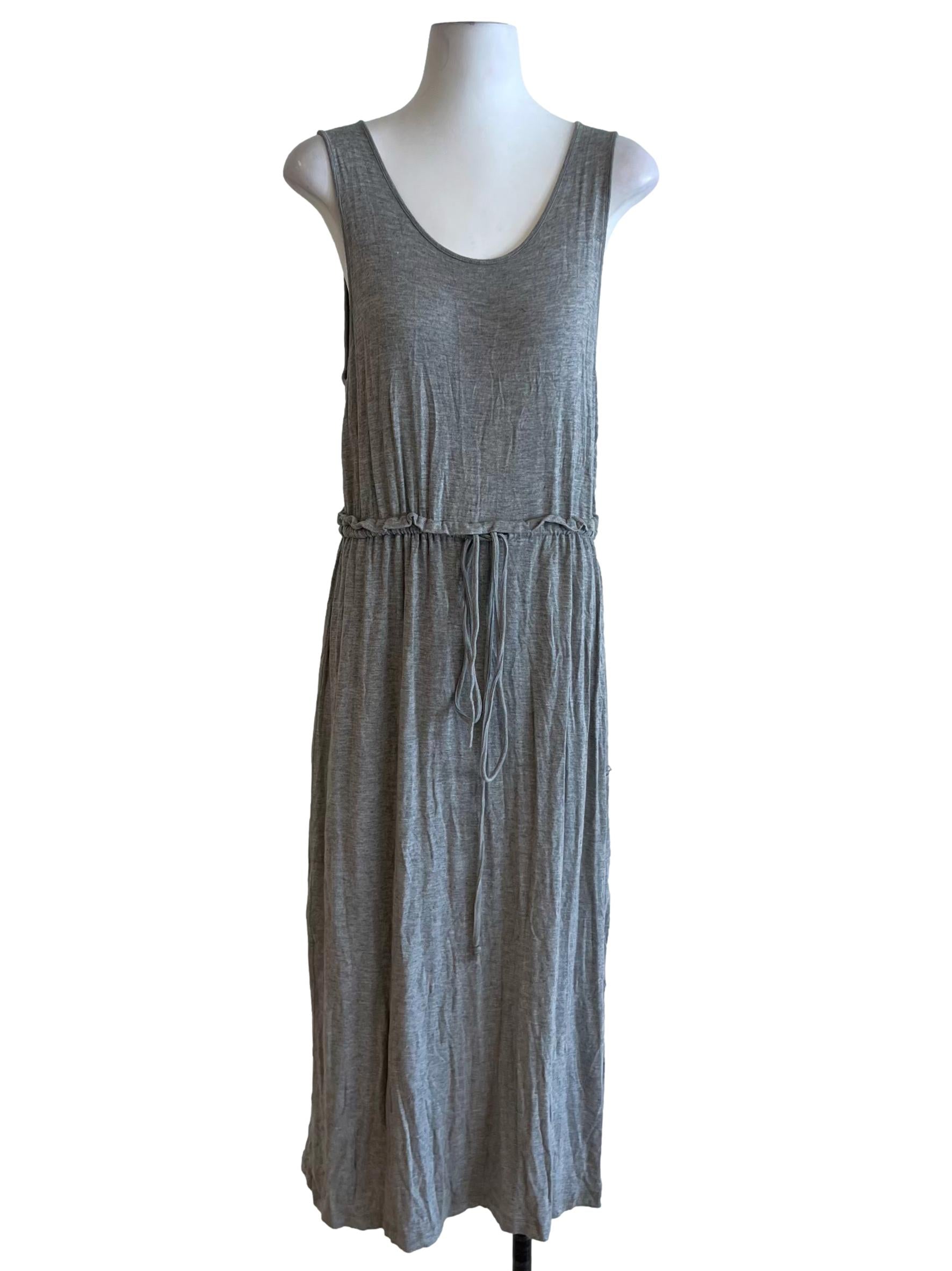 Grey Scoop Neckline A-Line Dress