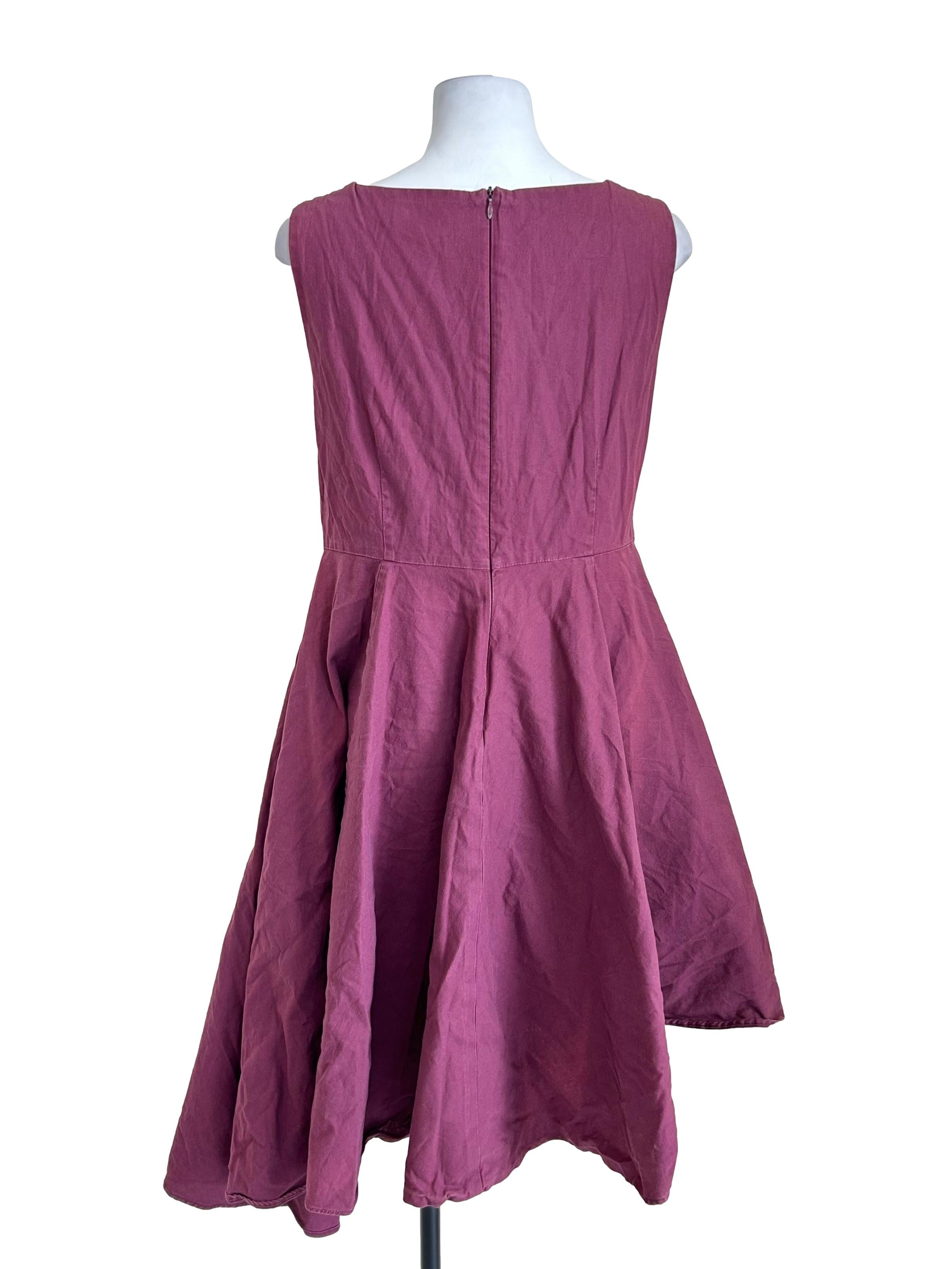 Plum Sleeveless Asymmetric Flare Dress