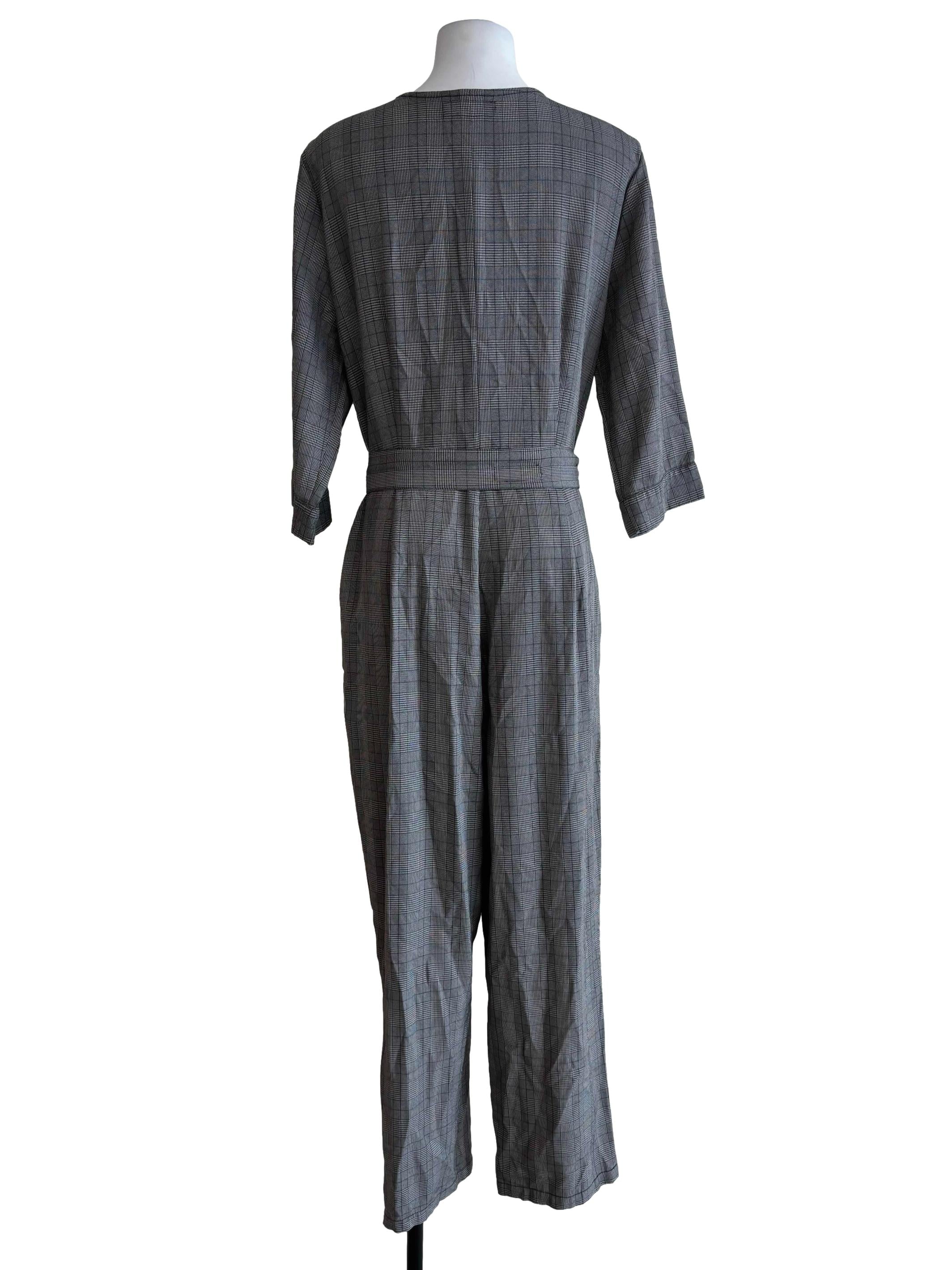 Shadow Grey Plaid Jumpsuit