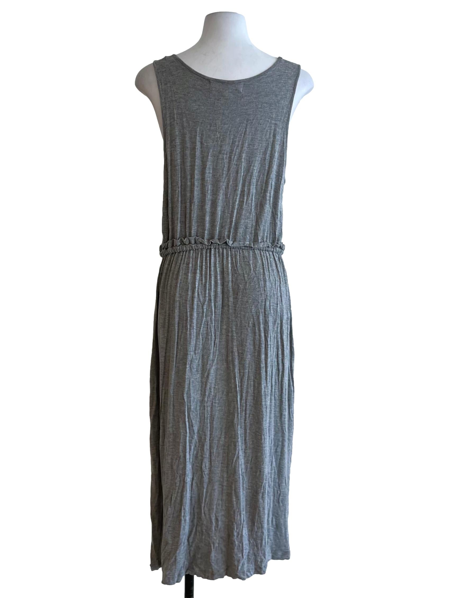 Grey Scoop Neckline A-Line Dress