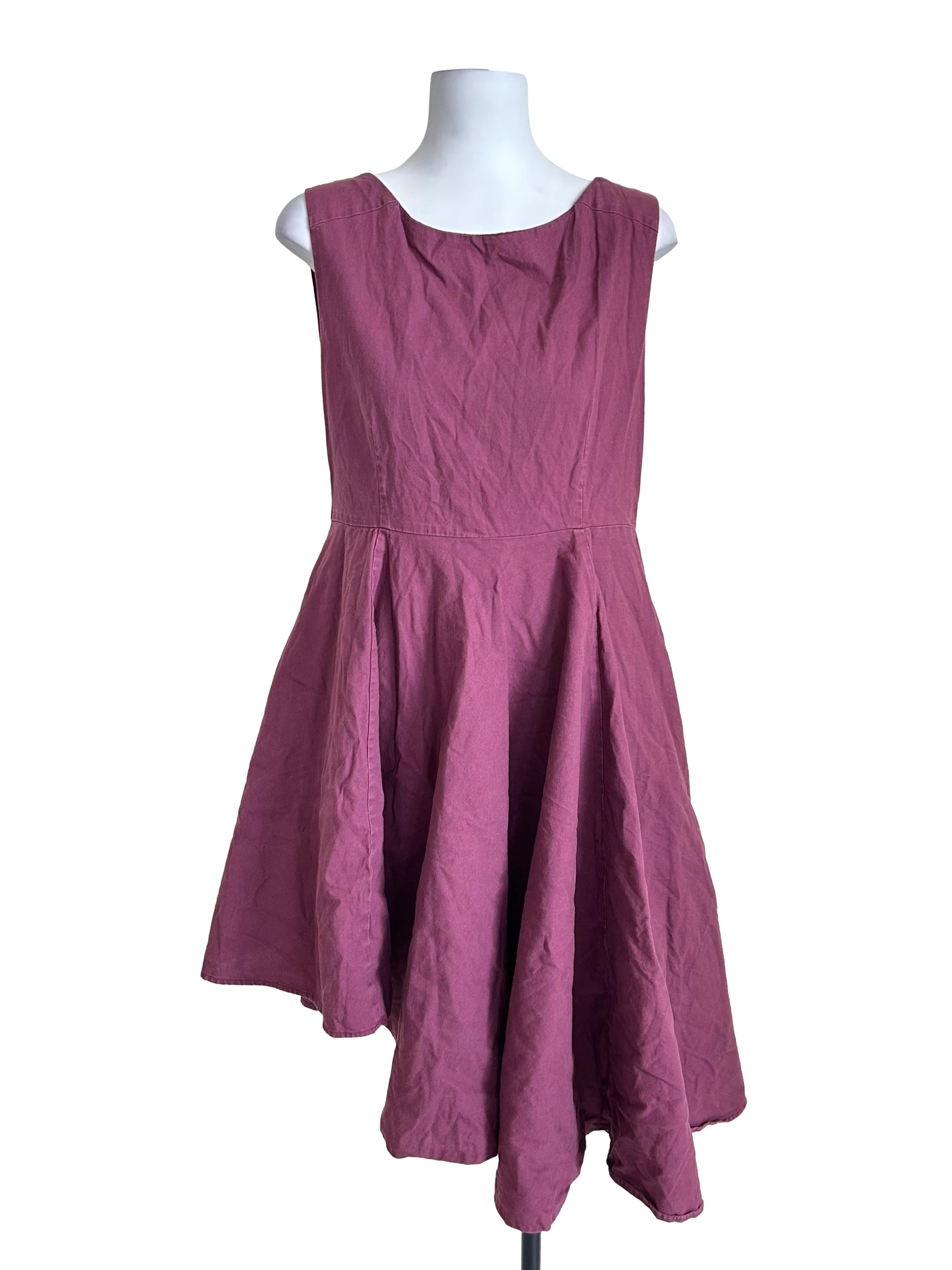 Plum Sleeveless Asymmetric Flare Dress