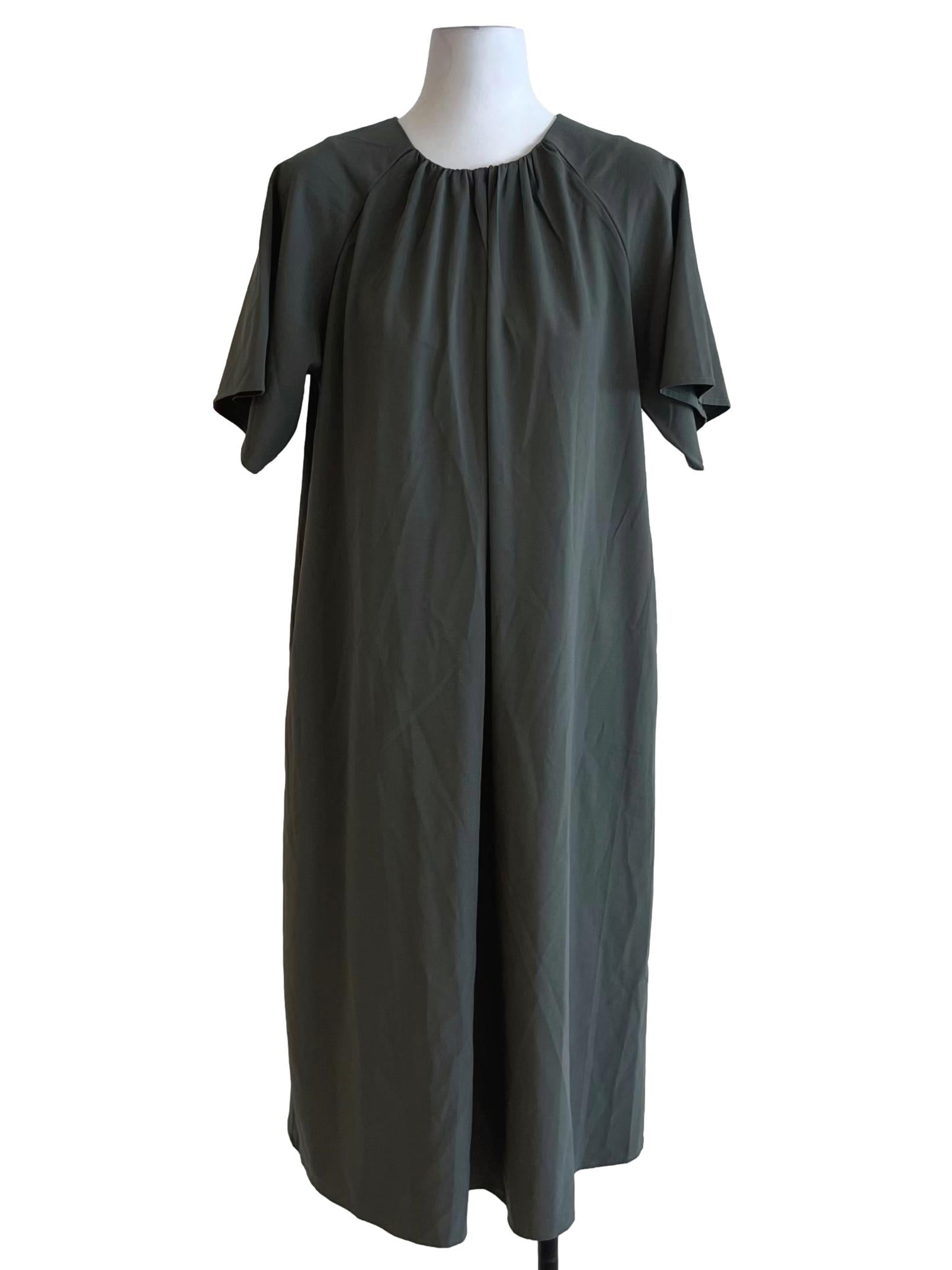 Sage Green Jewel Neckline Empire Dress