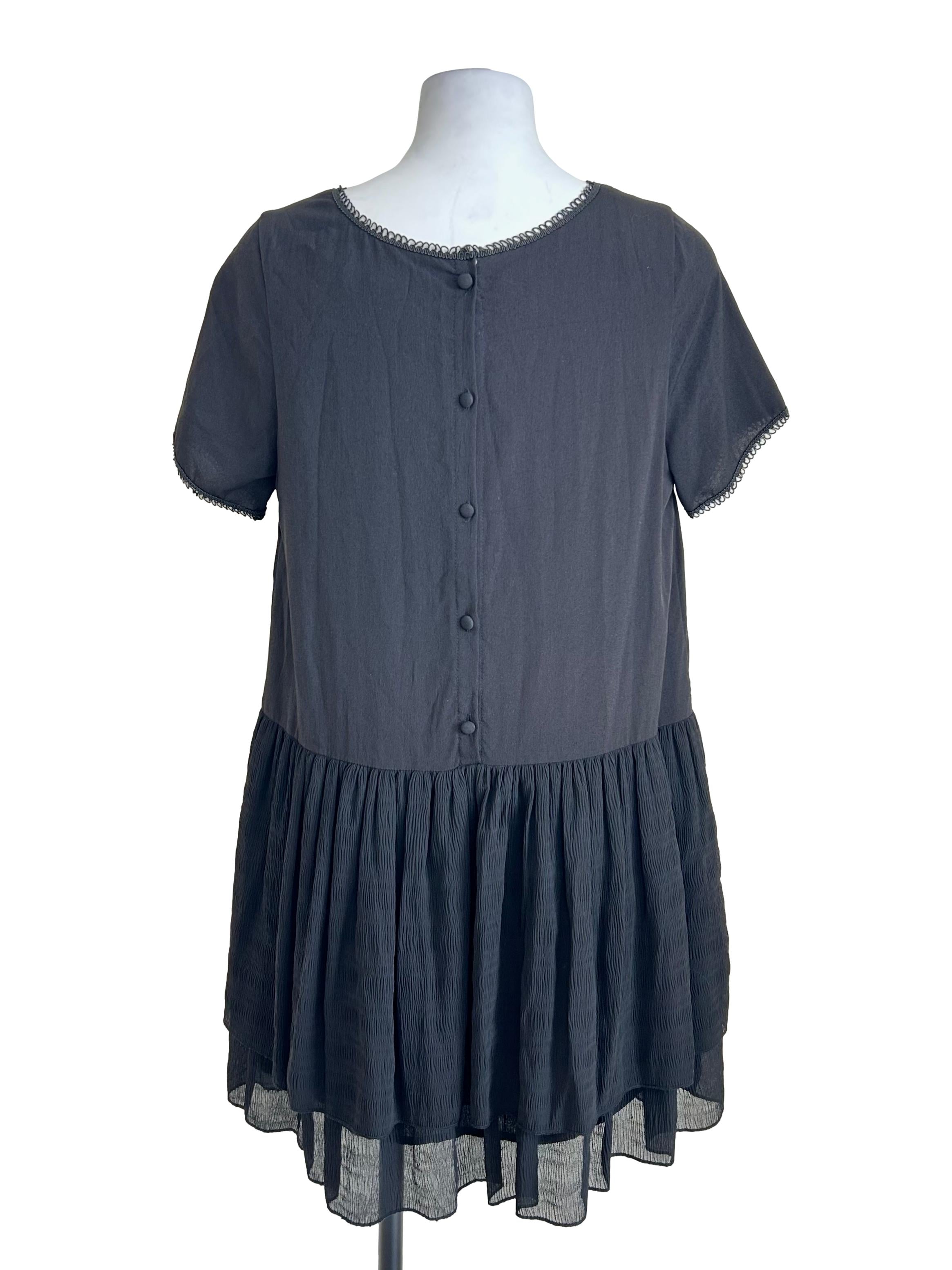 Charcoal Black Short Sleeve Dress