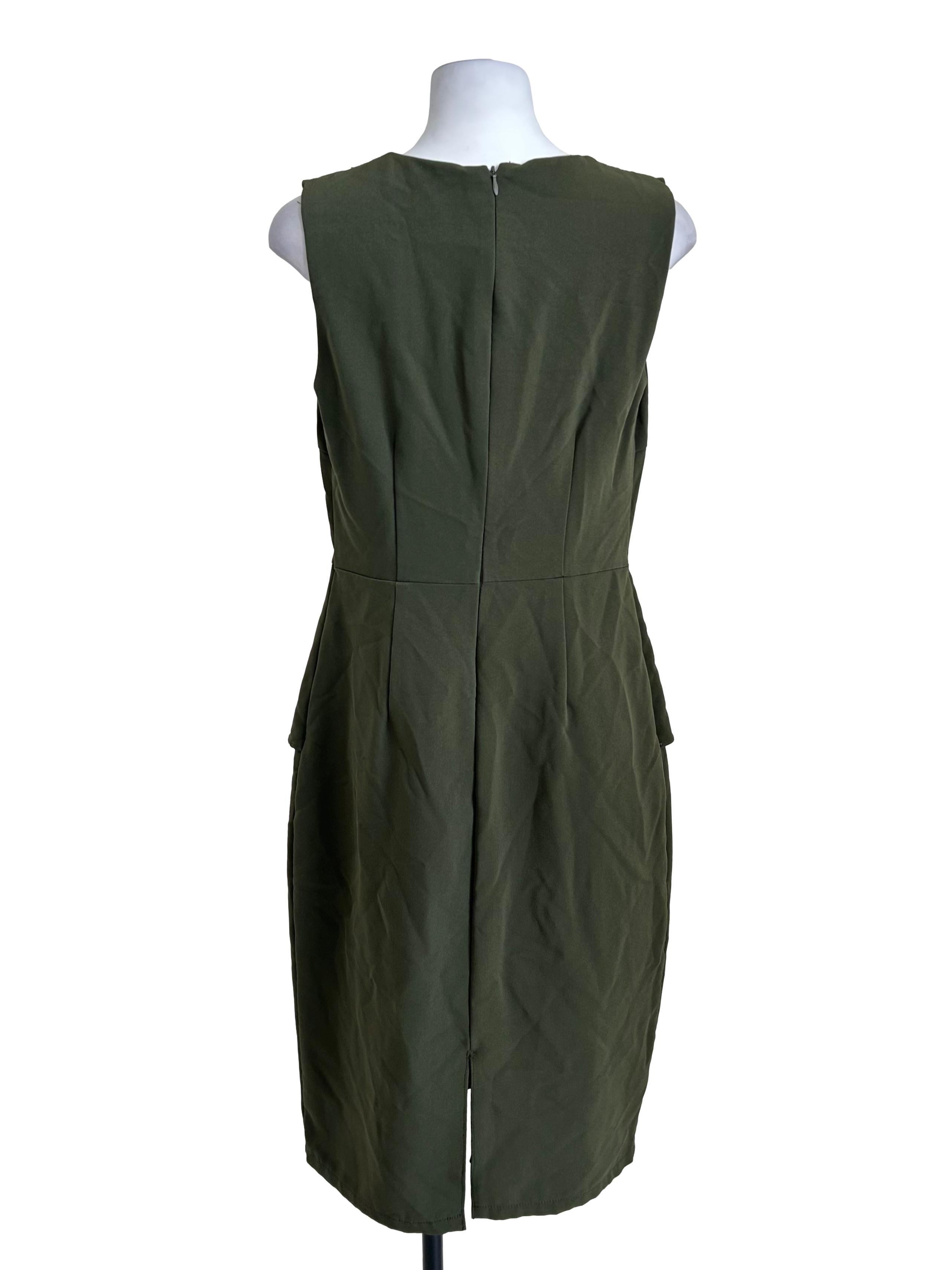 Olive Green Ruffled Peplum Dress