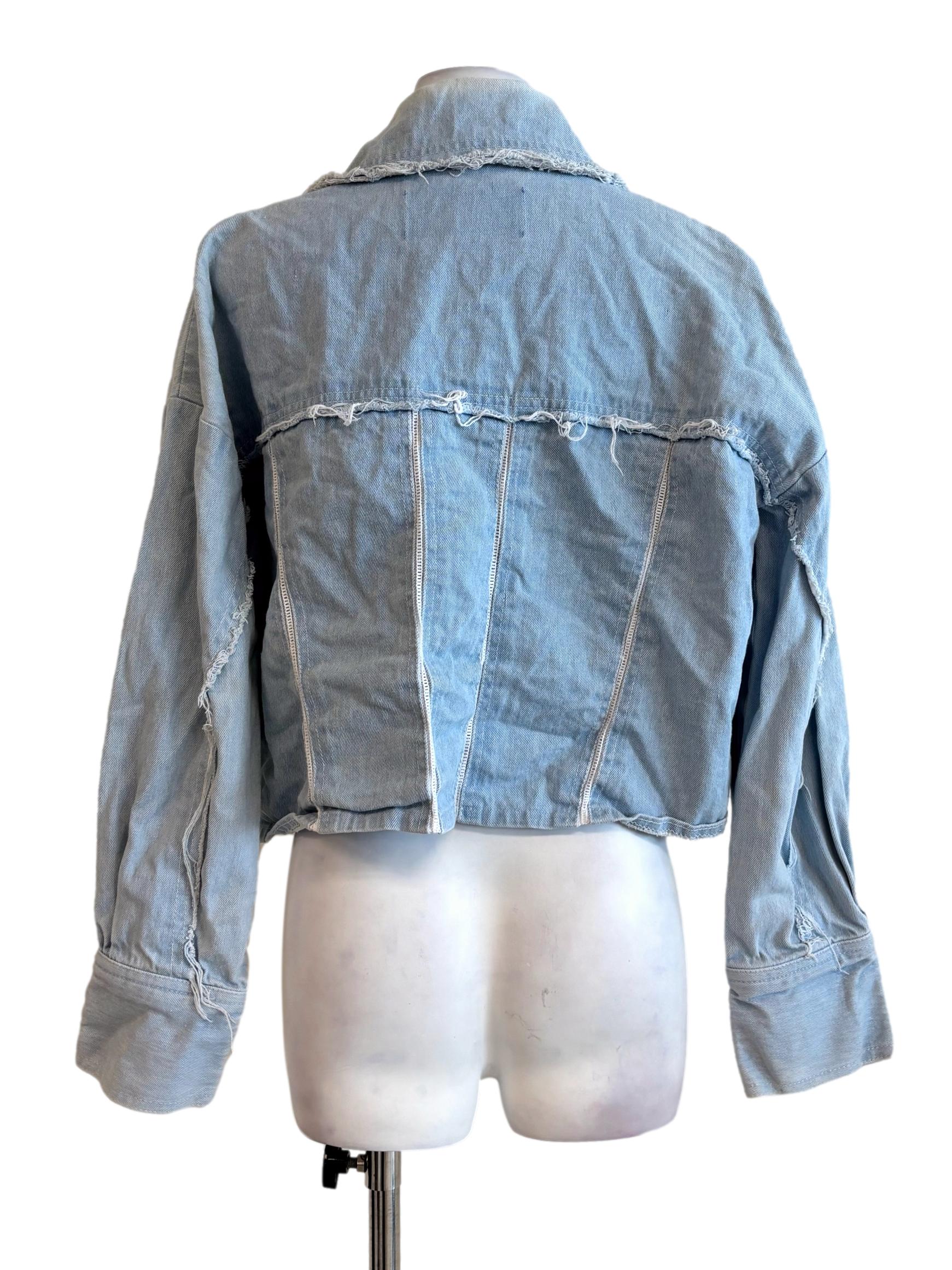 Light Blue Cropped Denim Jacket