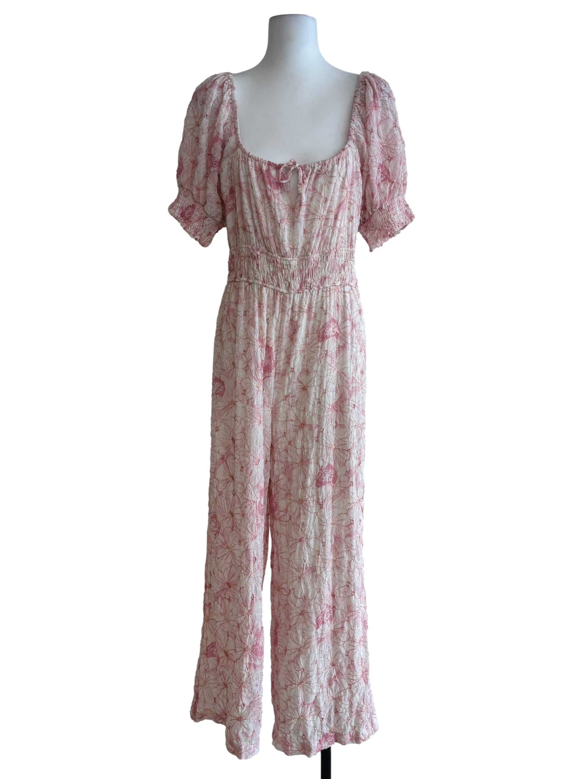 Baby Pink Scoop Embroidered Jumpsuit