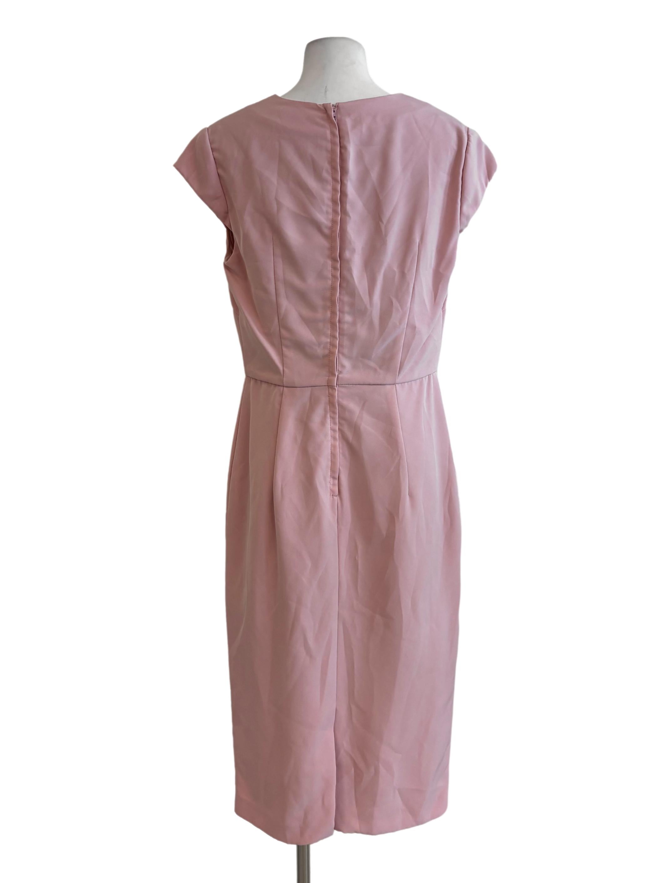 Baby Pink Short Sleeve Pencil Dress