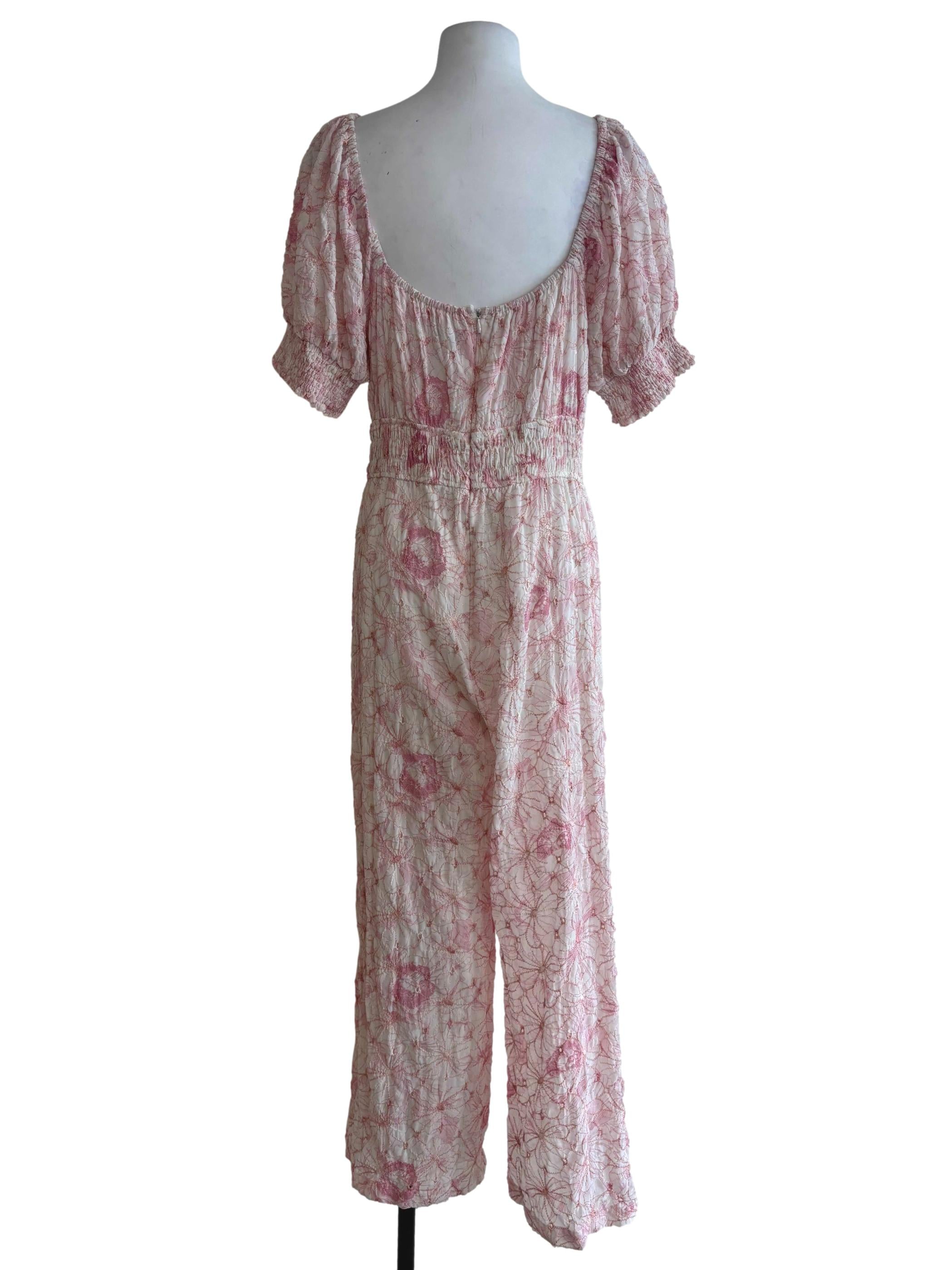 Baby Pink Scoop Embroidered Jumpsuit