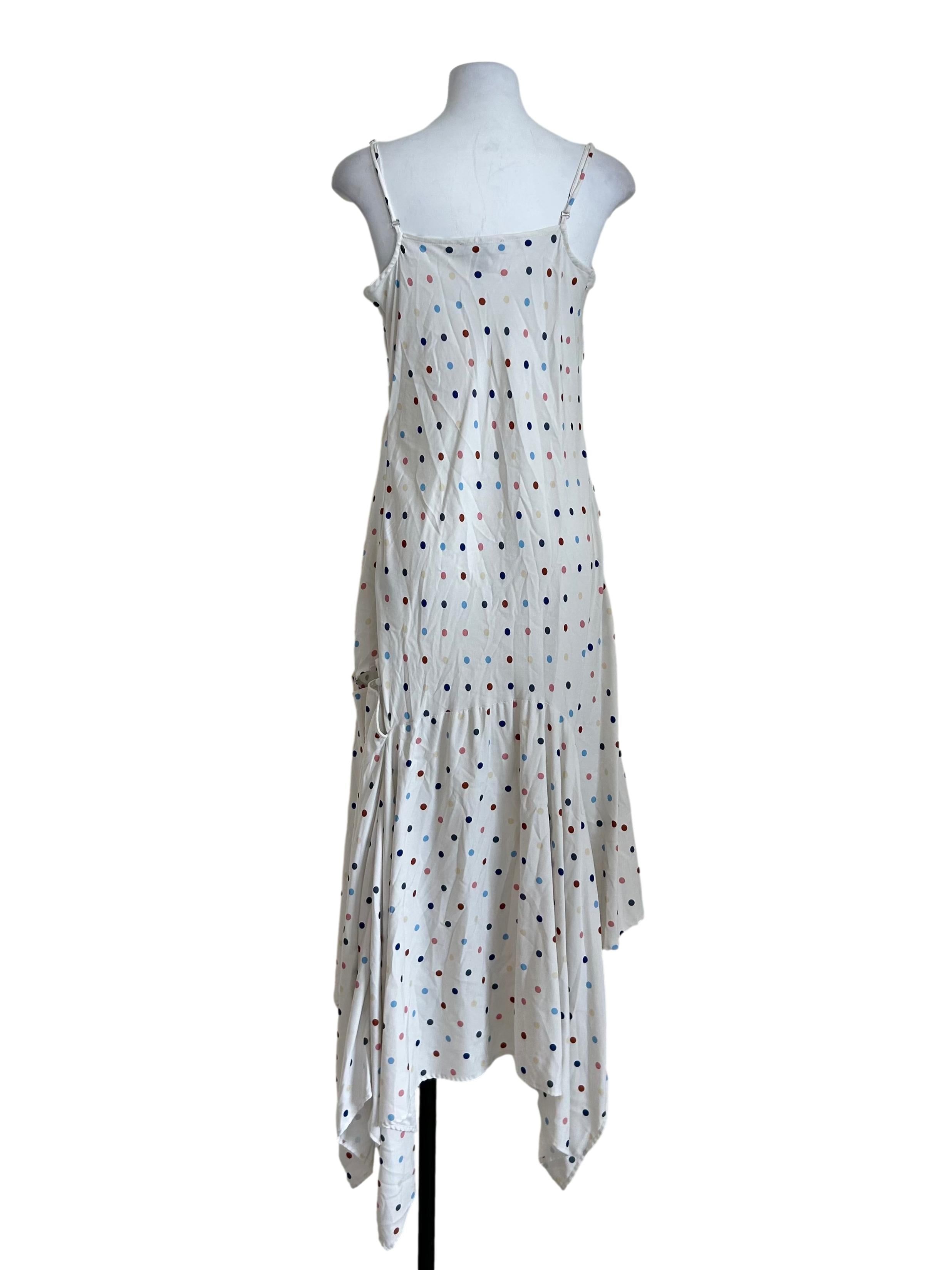 White Multicolored Polka Dot Dress
