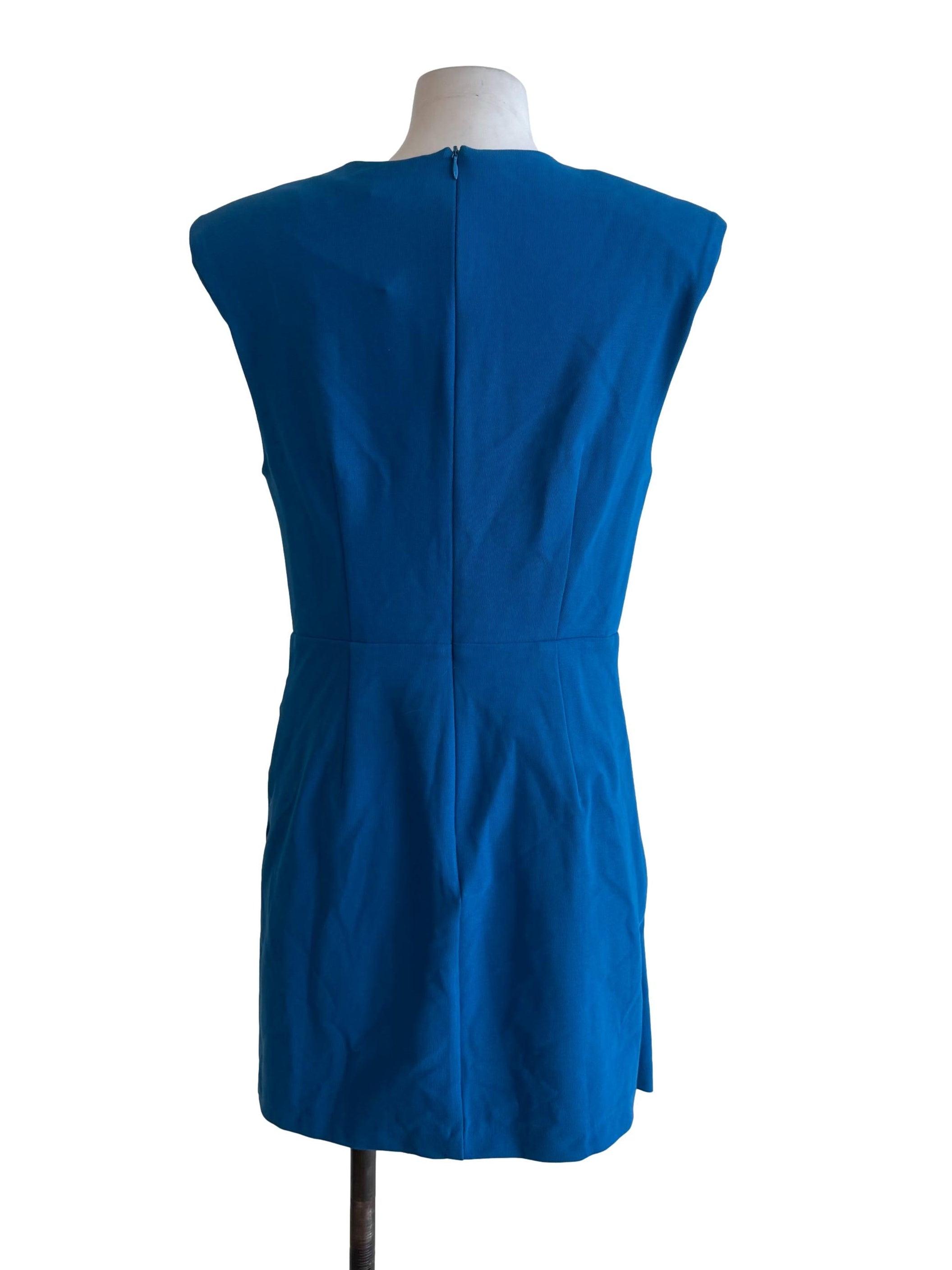 Blue Sleeveless Draped Dress