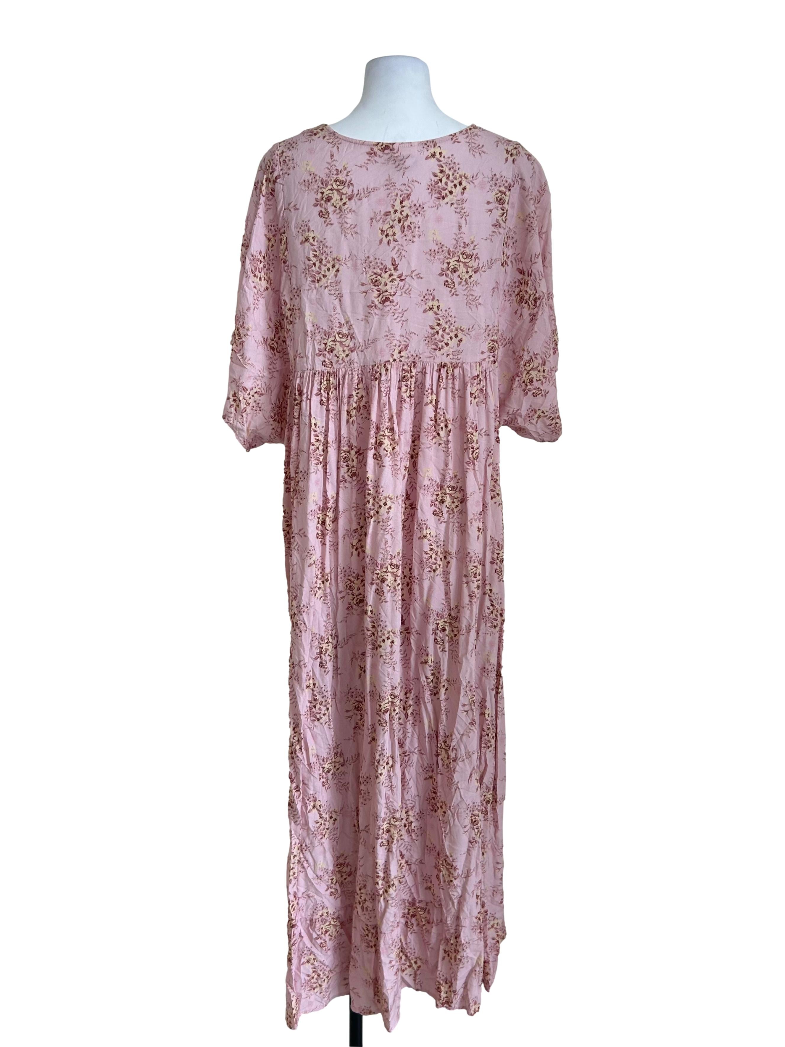 Pink Floral Print Maxi Dress