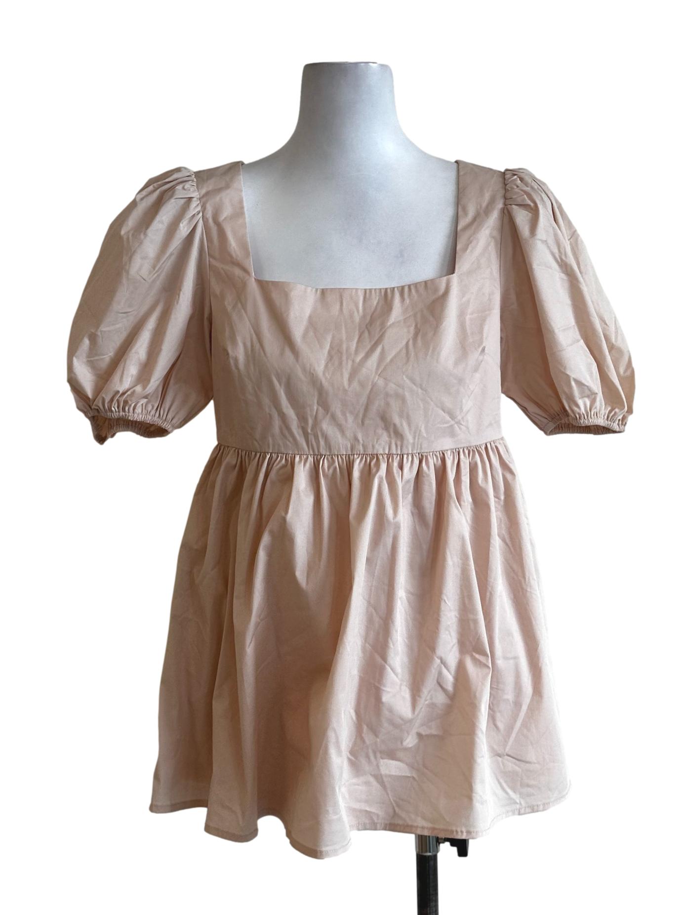 Peach Pink Plain Mini Dress