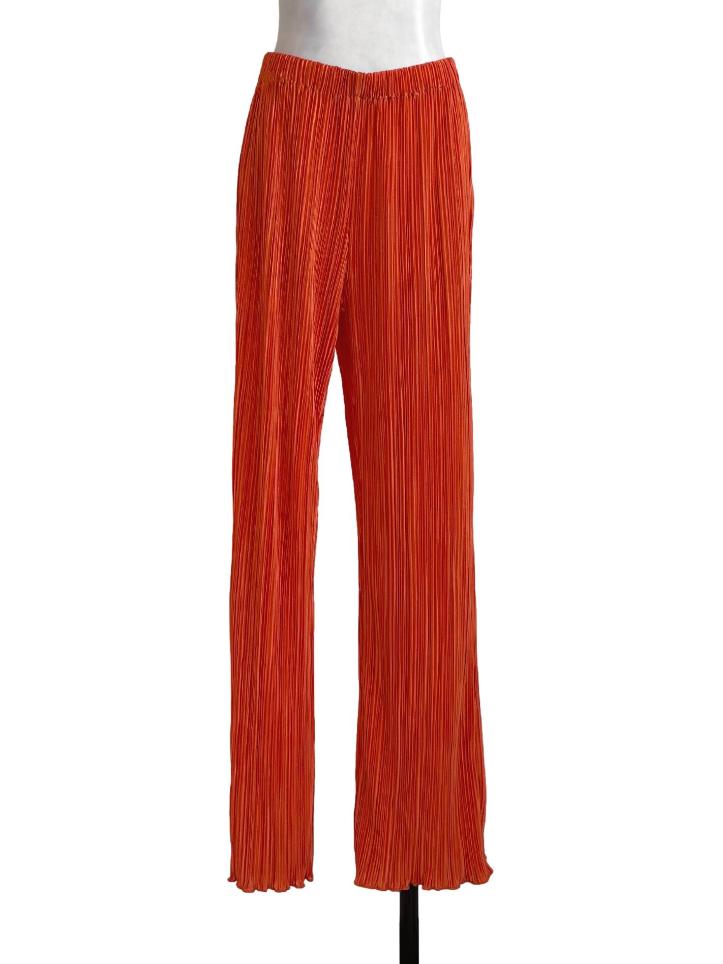 Fire Orange Pleated Pants