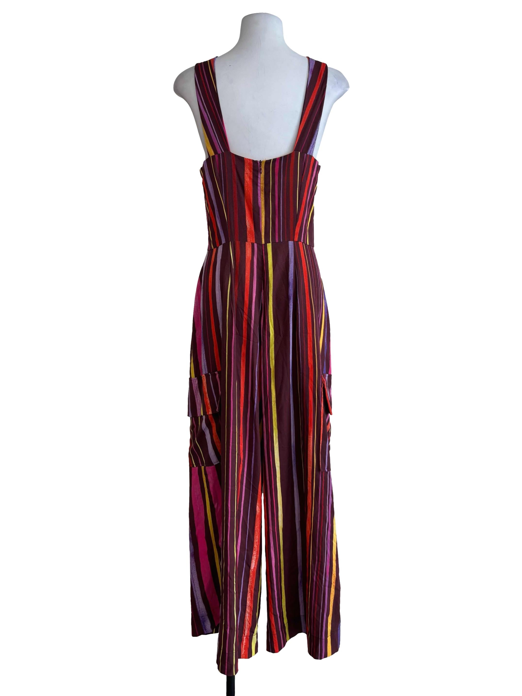 Plum Purple Multicolour Stripe Jumpsuit