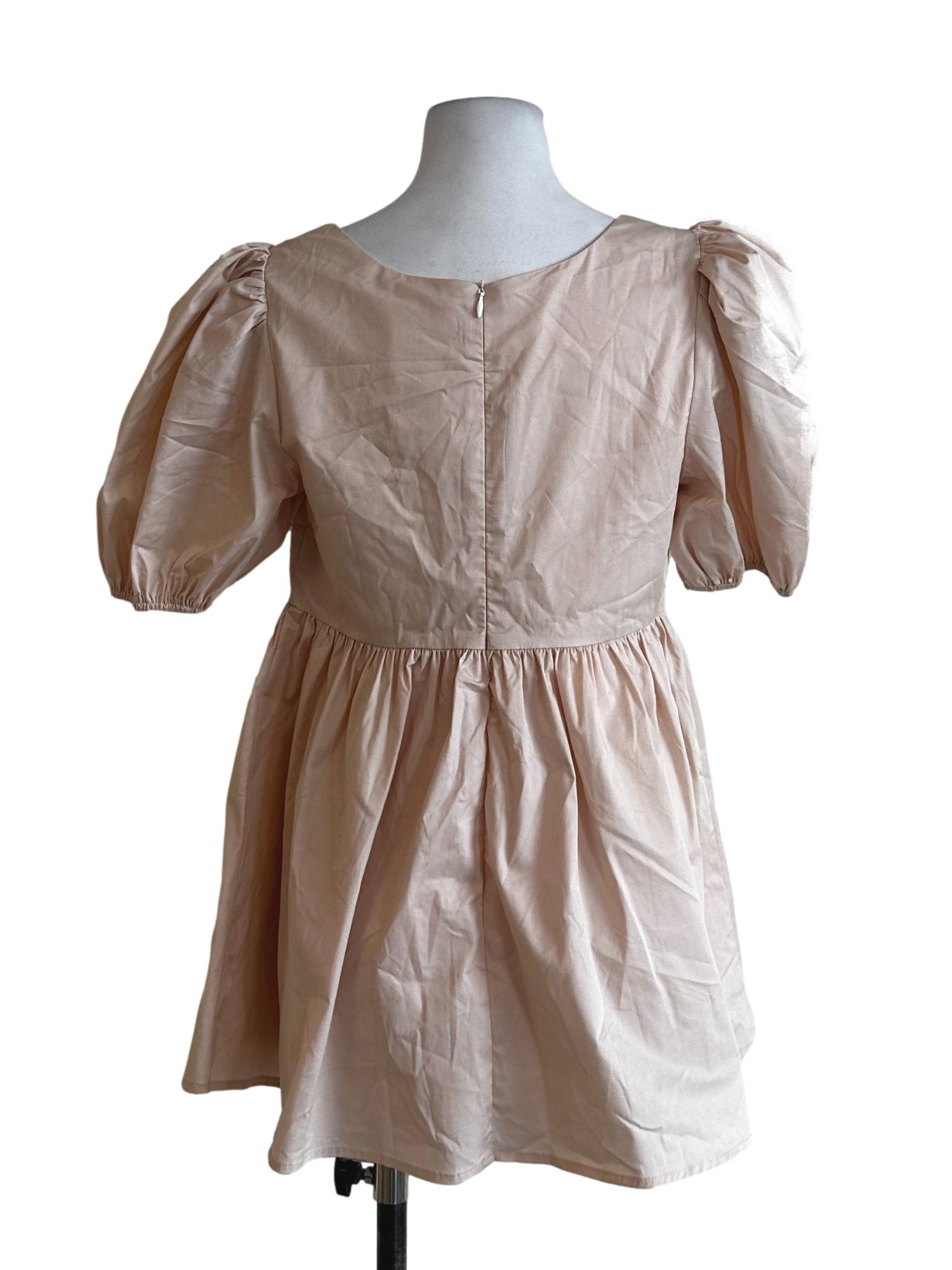 Peach Pink Plain Mini Dress