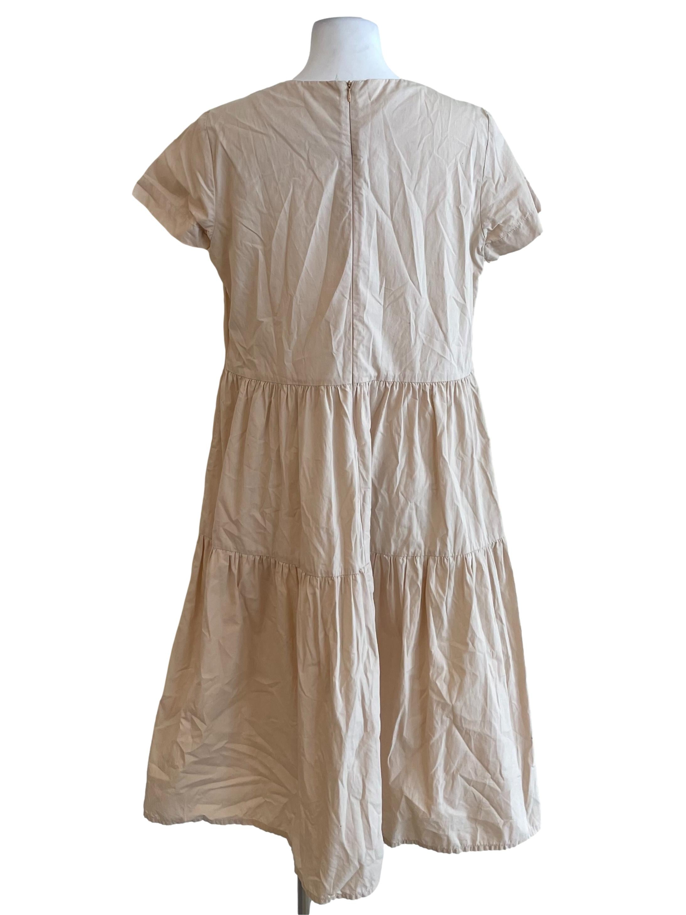 Ivory Tiered Short Sleeves Dress